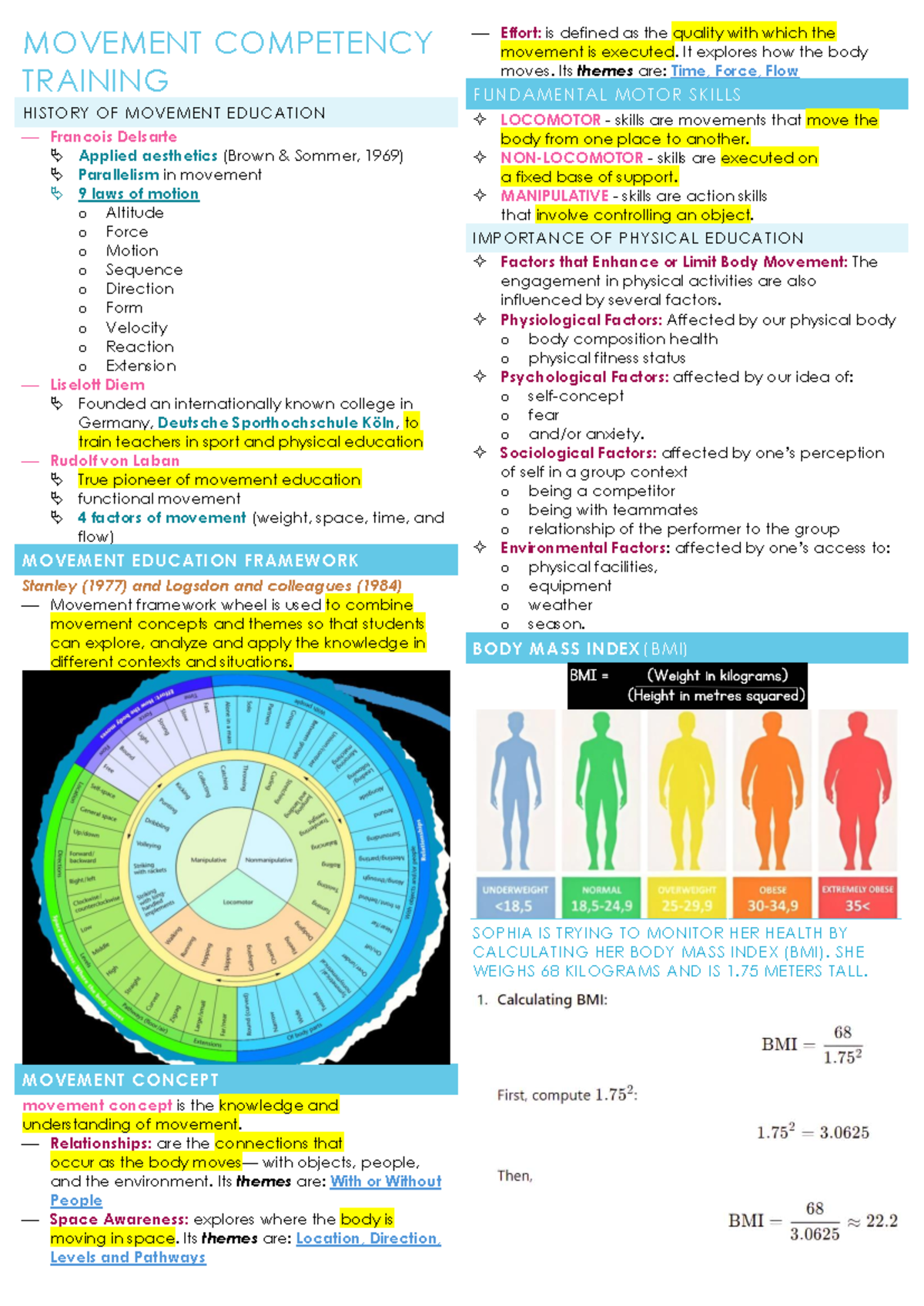 PE 101 Prelim Reviewer: Movement Competency & Fitness Concepts - Studocu