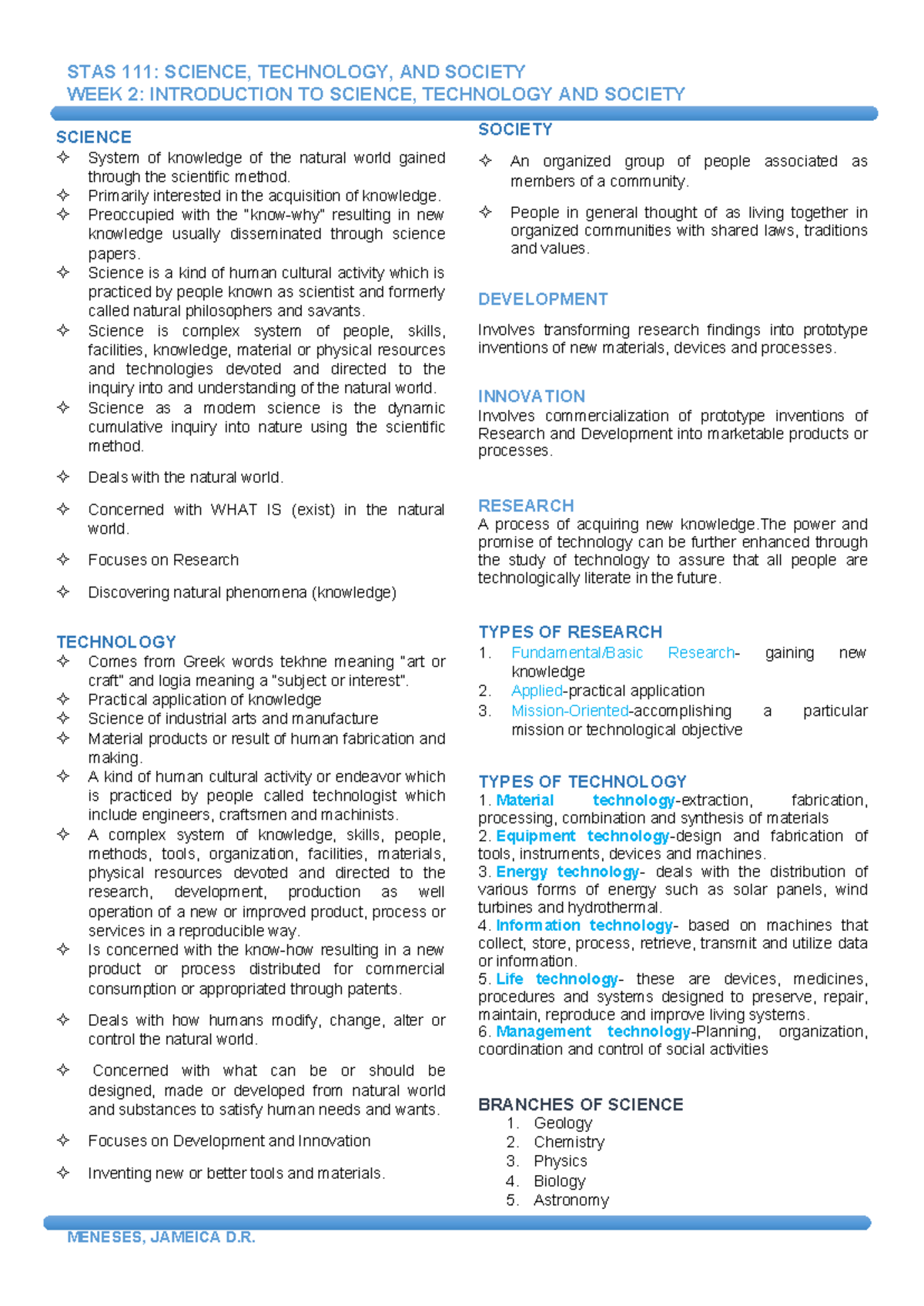 STAS111 Prelim: Science, Technology, and Society Overview - Studocu
