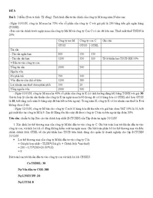 [Solved] Trong nm ti chnh trc cng ty con bn hng cho cng ty m s hu ton b ...