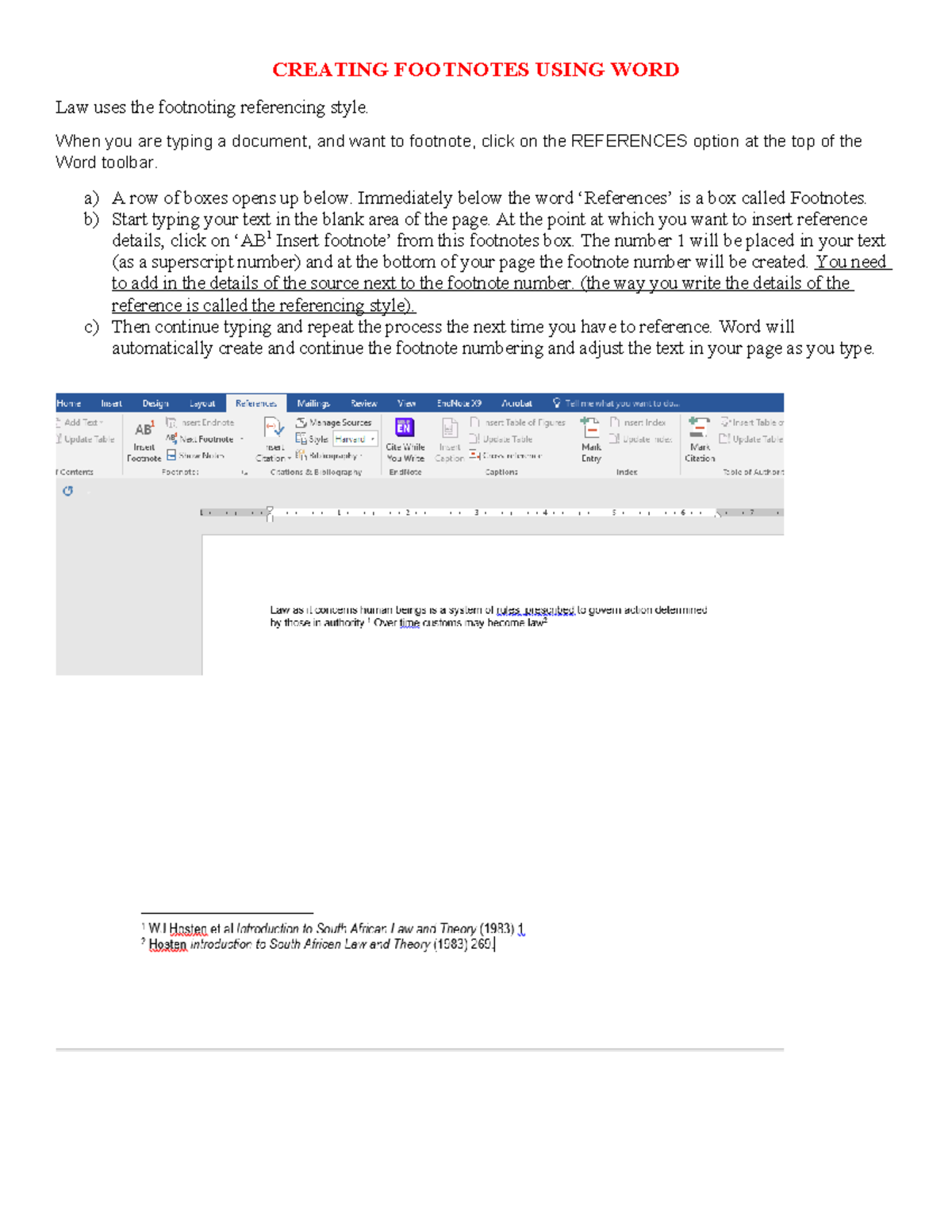 Creating Footnotes in Word for Law Documents - Studocu