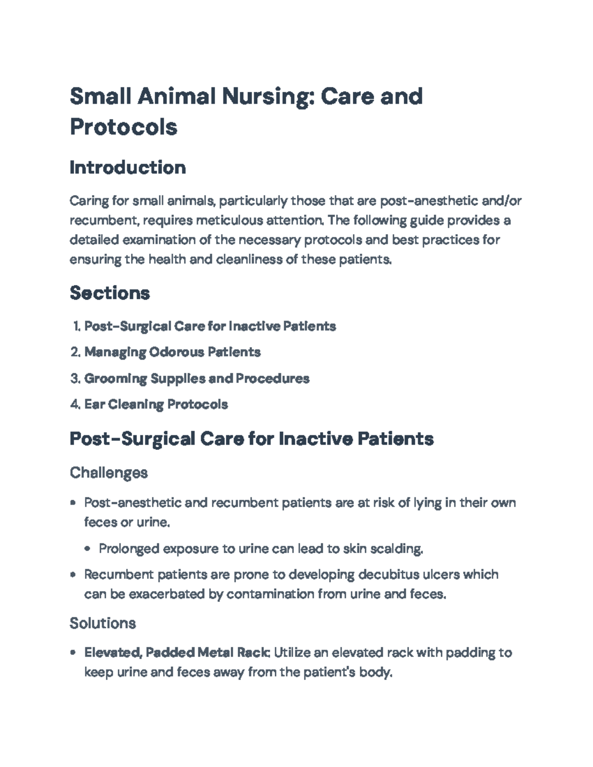 Small Animal Nursing Protocols: Post-Surgical Care & Grooming ...