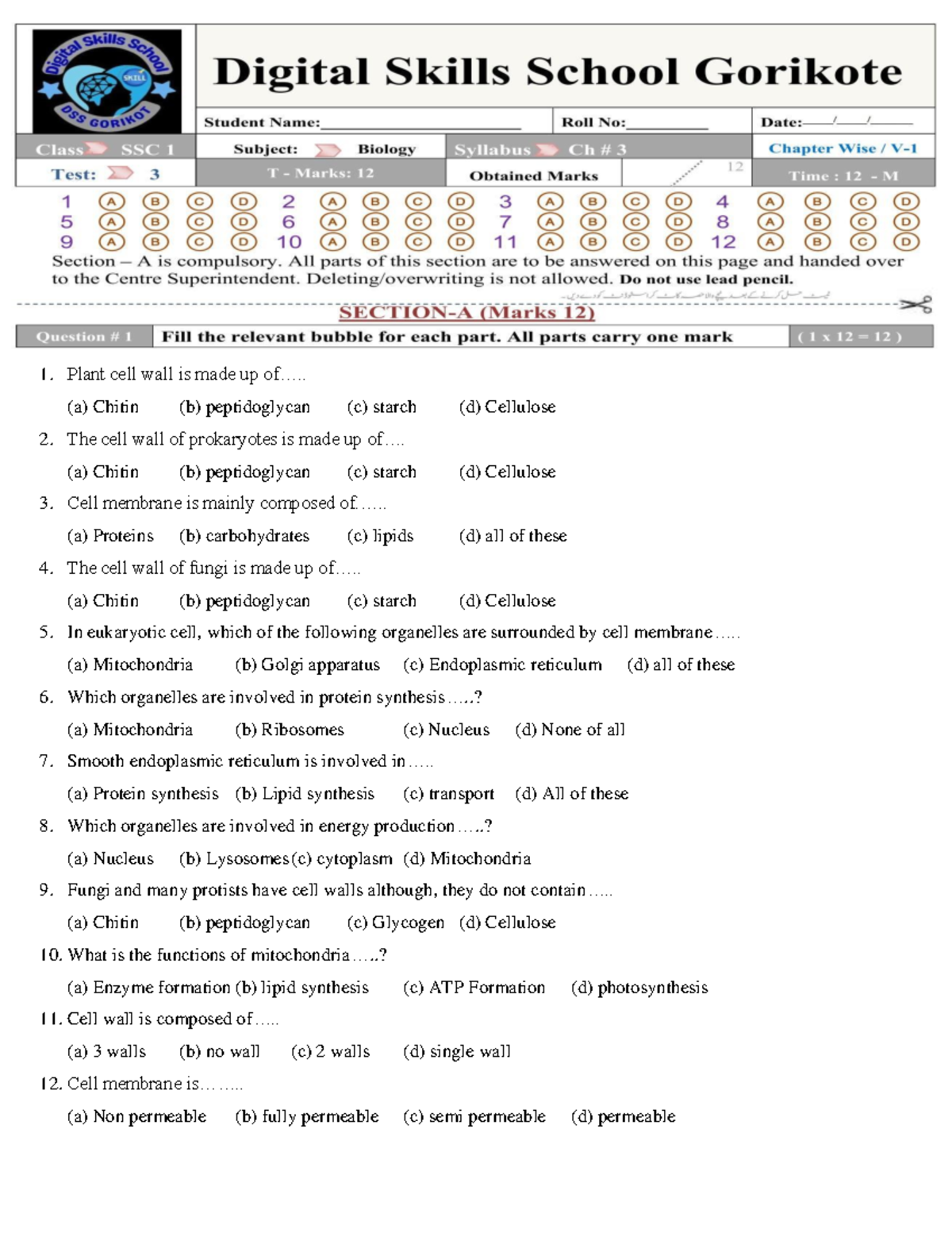 Biology Chapter 3: Cell Structure & Function Notes - Studocu