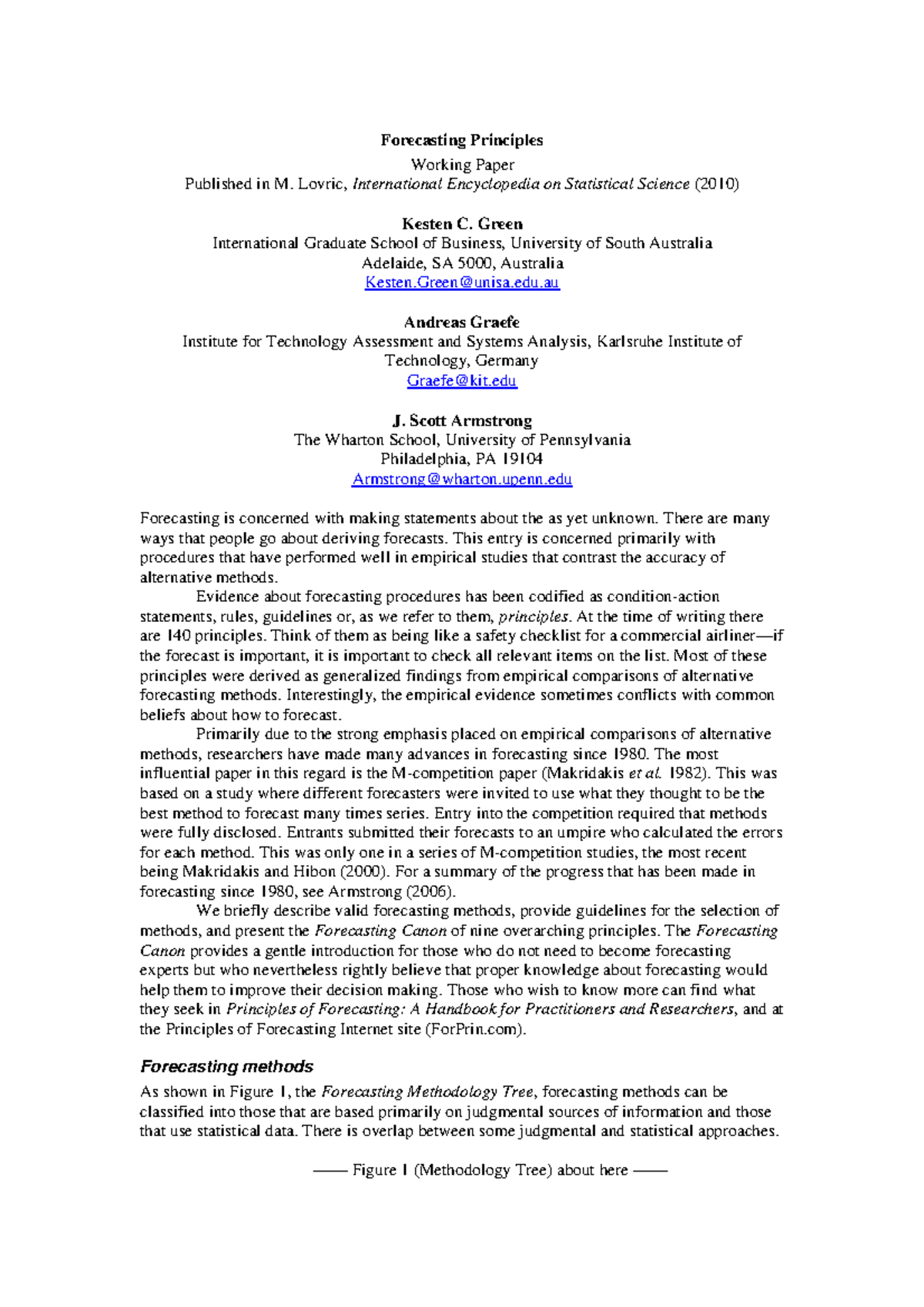 Forecasting Principles: A Comprehensive Overview (M. Lovric) - Studocu