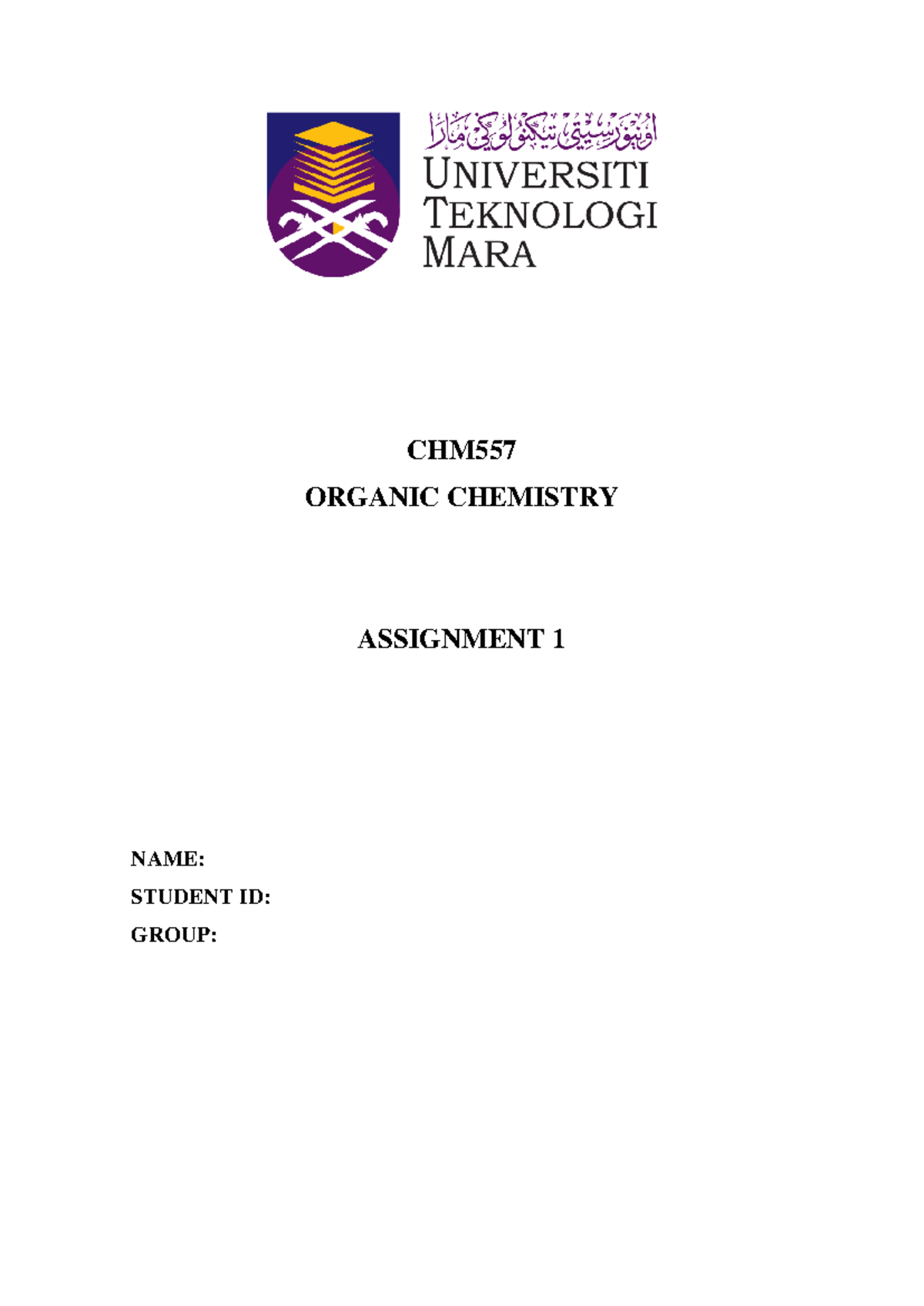 CHM557 CHAPTER 3 Spectroscopy of Carbon Compounds (Assignment) - CHM ...