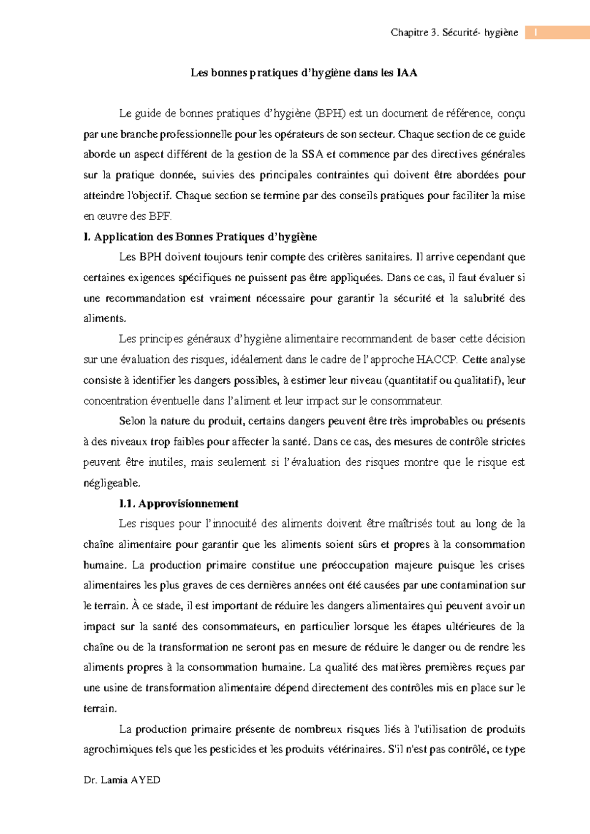 Chapitre 3: Hygiène et Bonnes Pratiques dans les IAA - Guide BPH 2025 ...