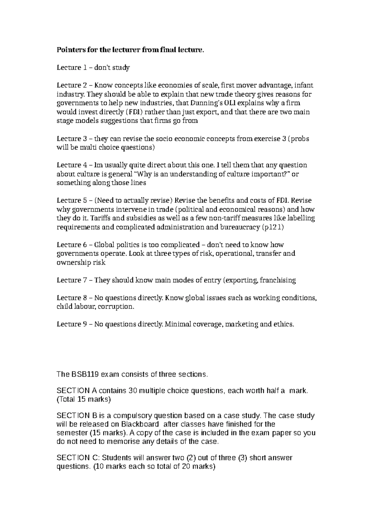Global Business Lecture Notes - Semester 1 2017 Study Notes Week 1 ...
