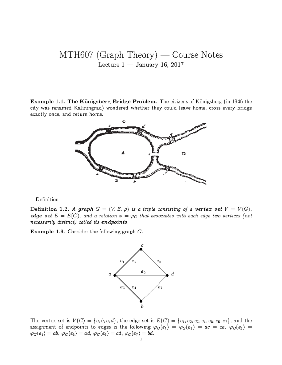 MTH607 Lecture Notes: Introduction to Graph Theory Concepts - Studocu
