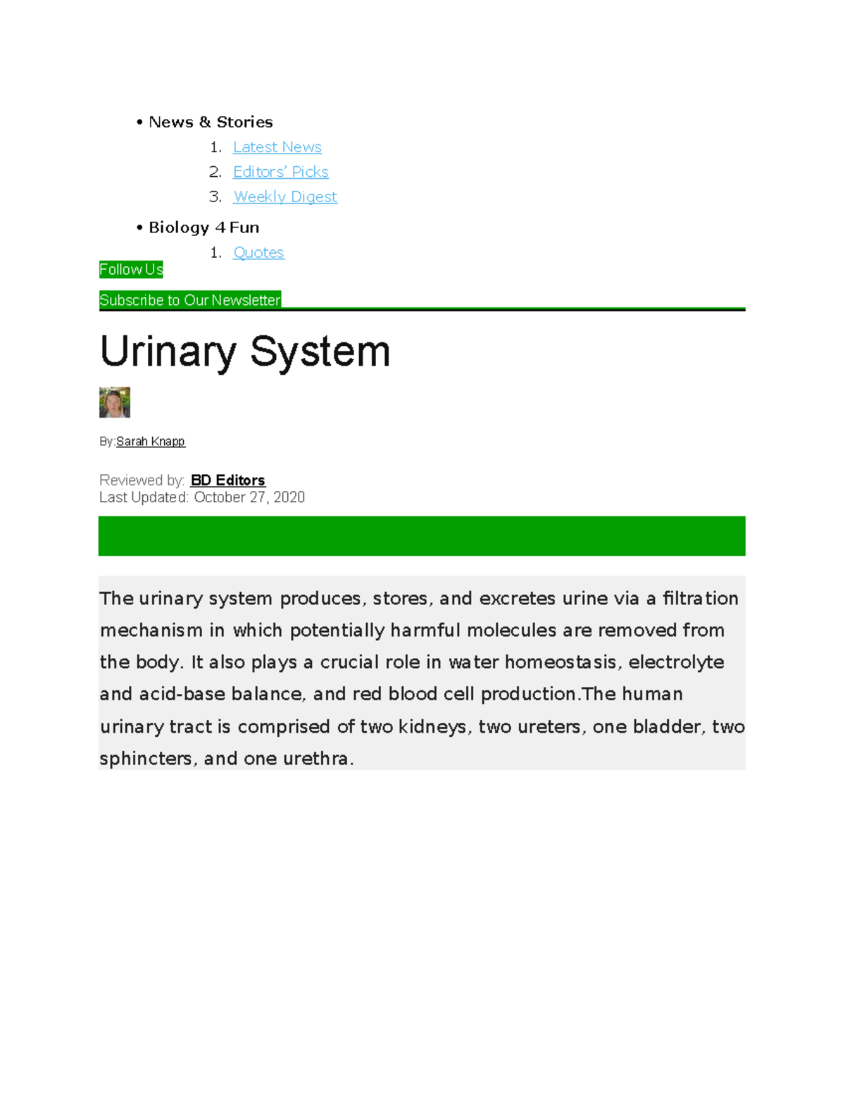 Renal System Overview: Key Notes and Functions - Studocu