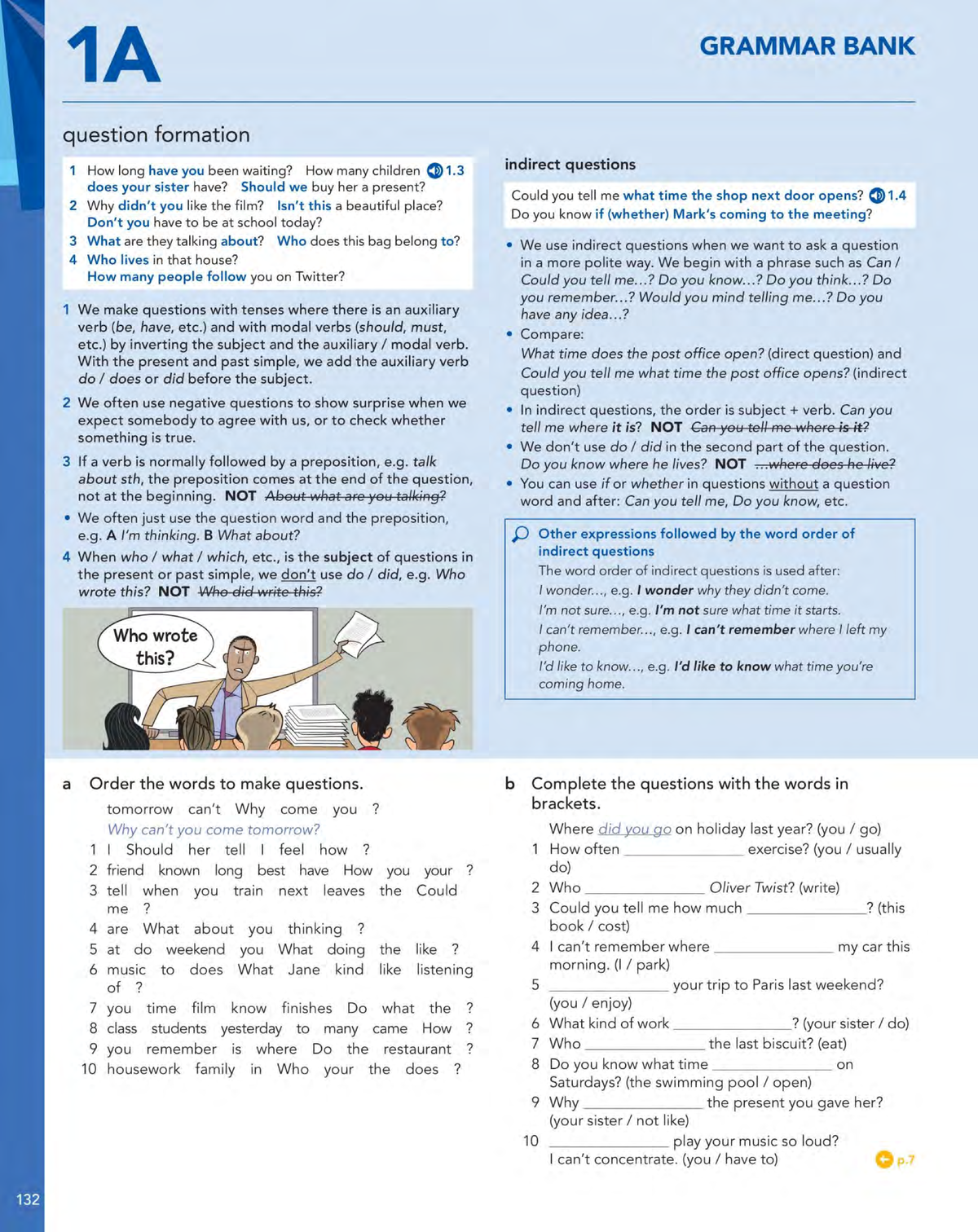 1A GRAMMAR BANK: Question Formation and Indirect Questions - Studocu