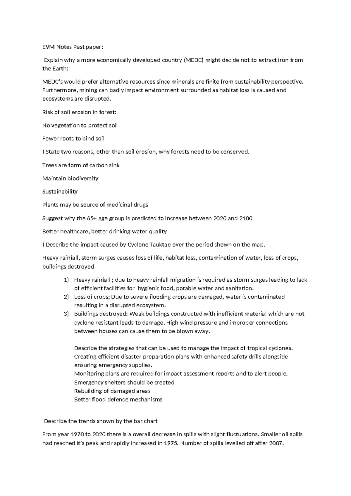 EVM Notes: Past Paper Insights on Environmental Issues and Trends - Studocu