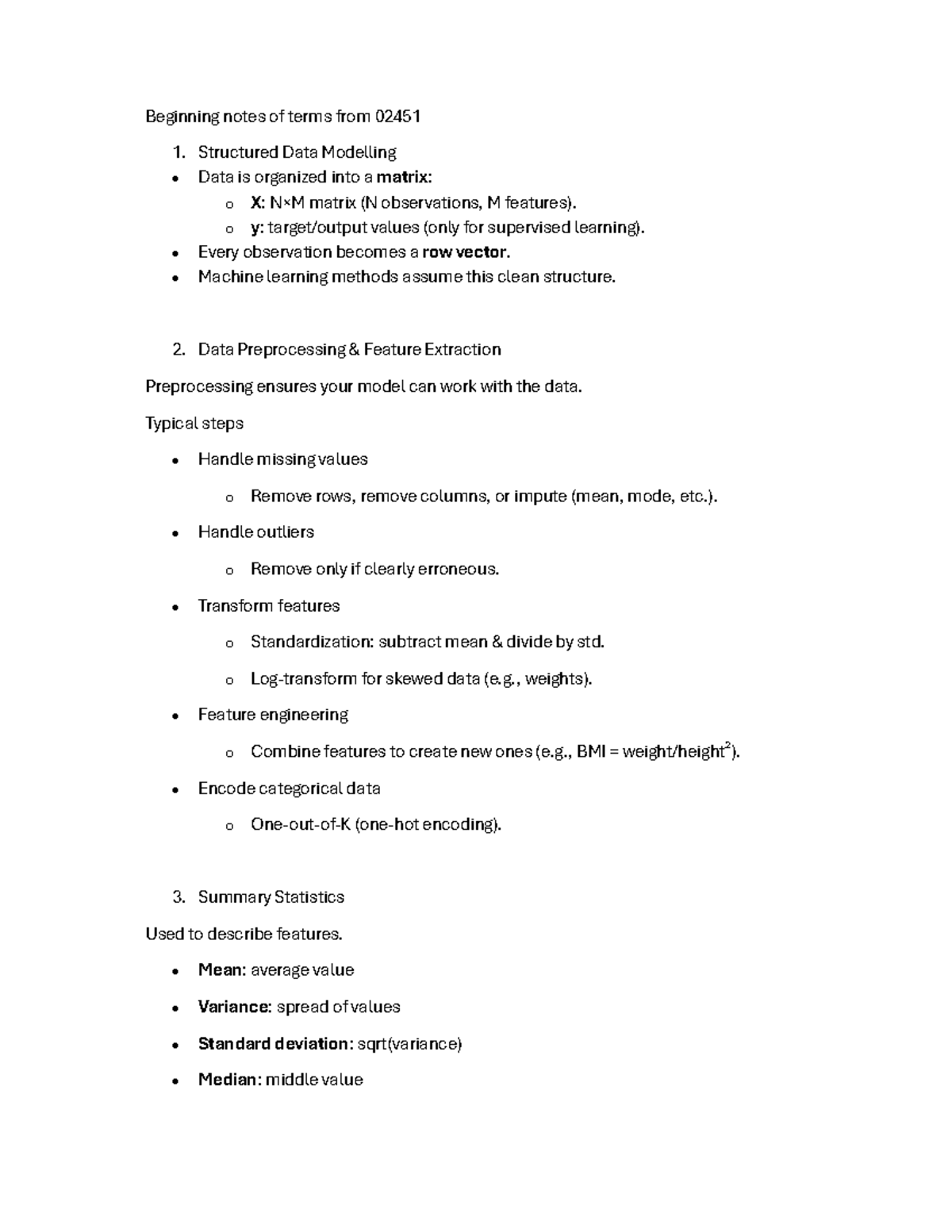 Beginning Notes on Structured Data Modelling for 02451 - Studocu
