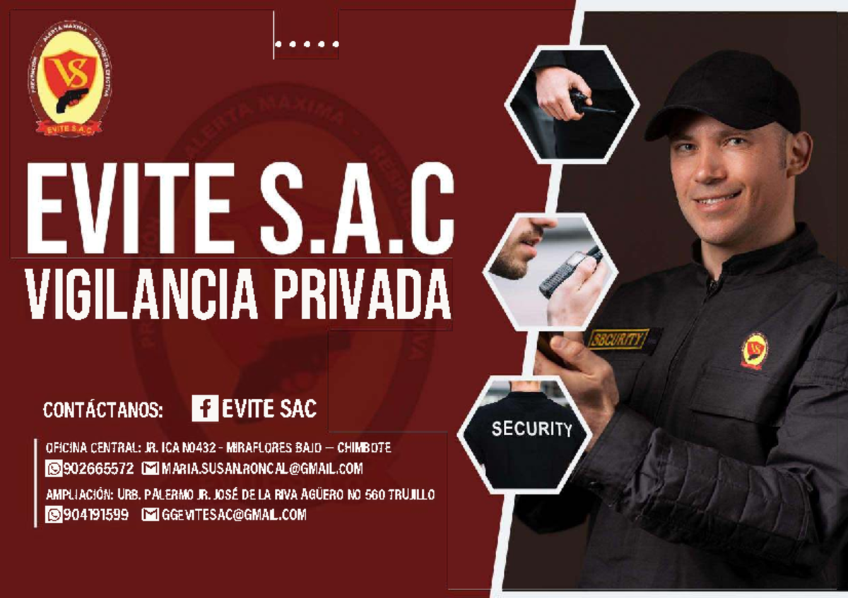 Brochure de Servicios de Vigilancia Privada - Evite S.A.C. - Studocu