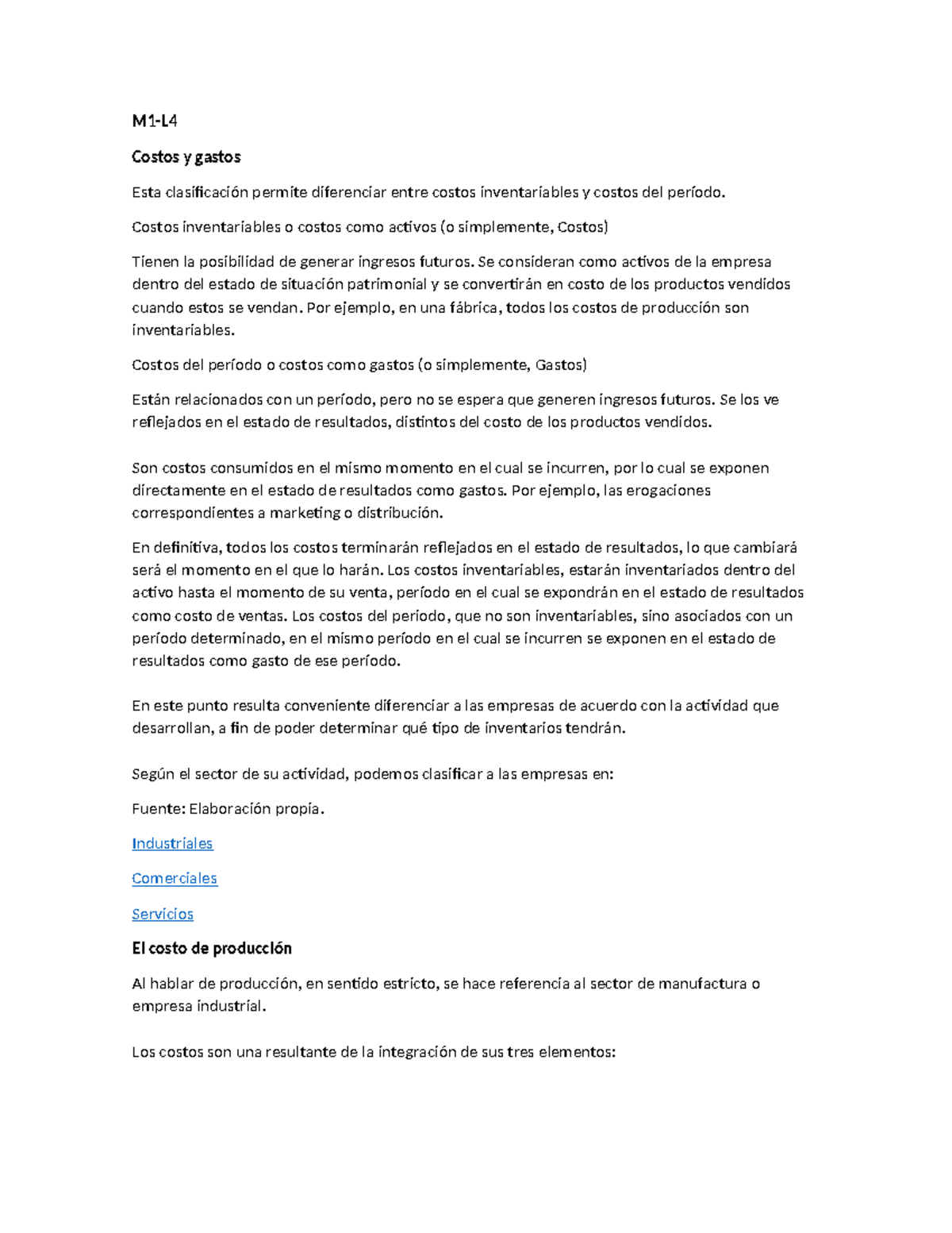 M14 - Apunte sobre Costos y Gastos en Contabilidad - Studocu