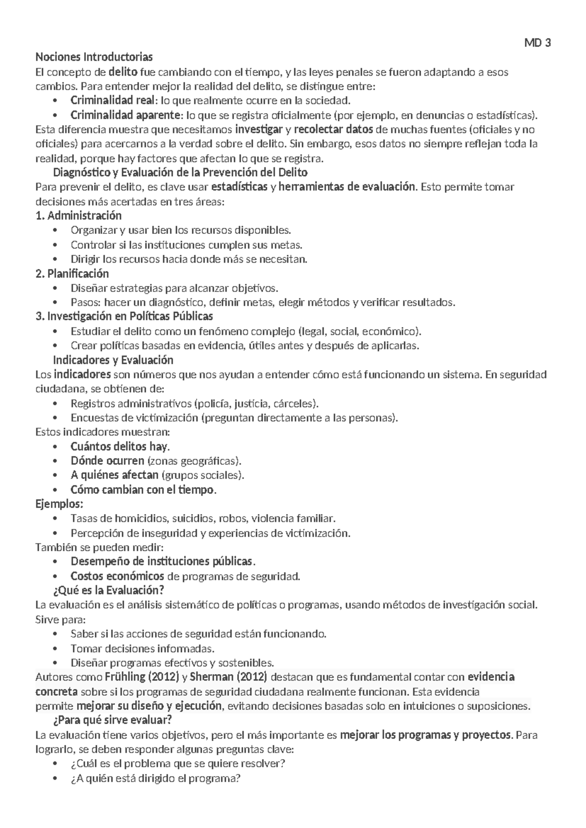 Resumen de Nociones Introductorias sobre Delito y Prevención - MD 3 ...