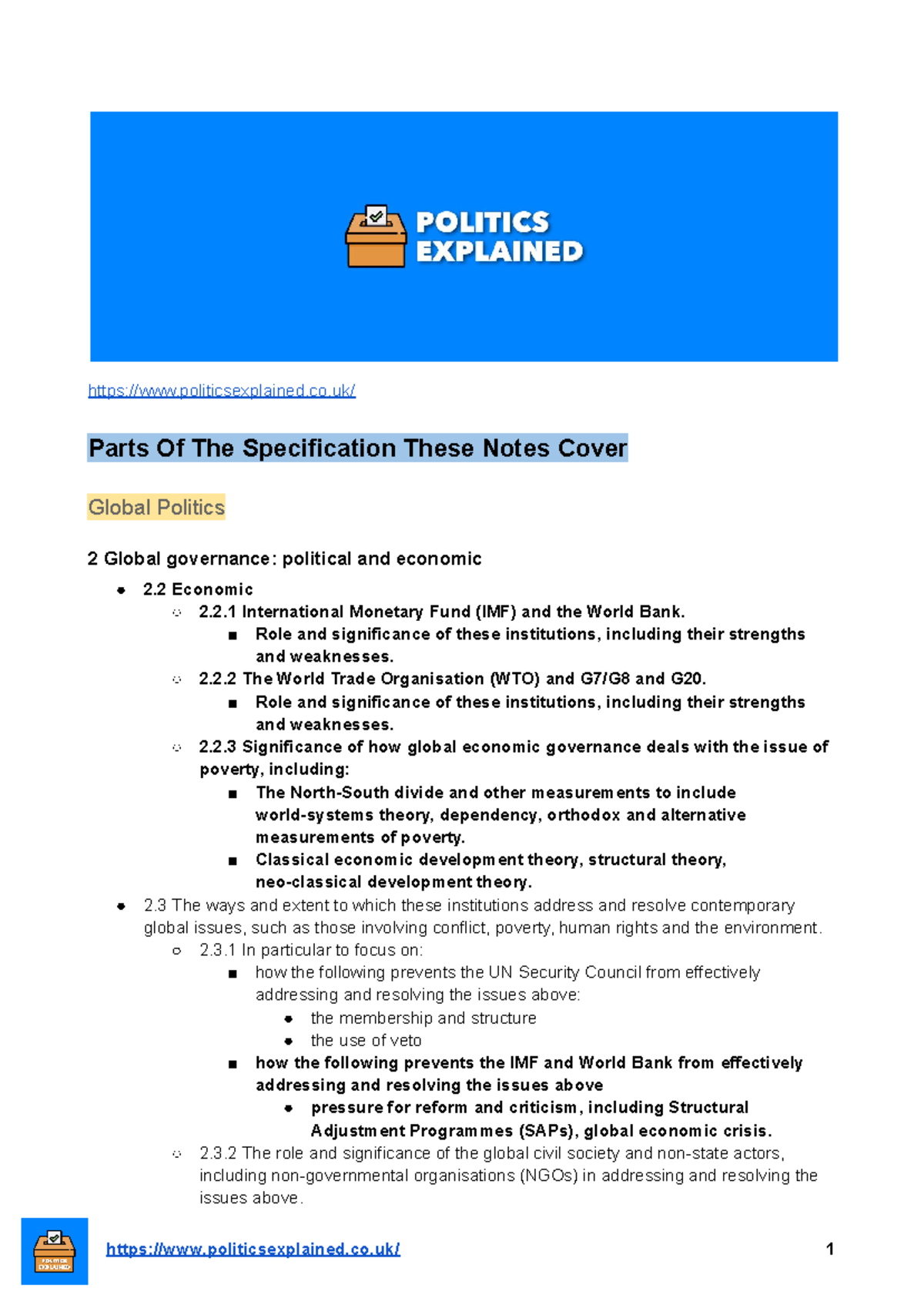 The IMF and World Bank - politicsexplained.co/ Parts Of The ...