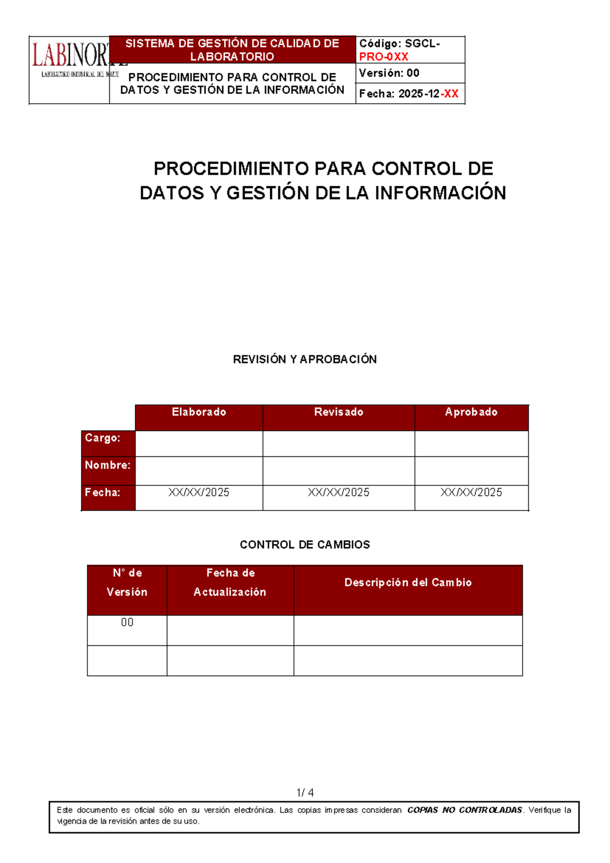 Modelo para Control de Datos y Gestión de la Información - Versión 00 ...