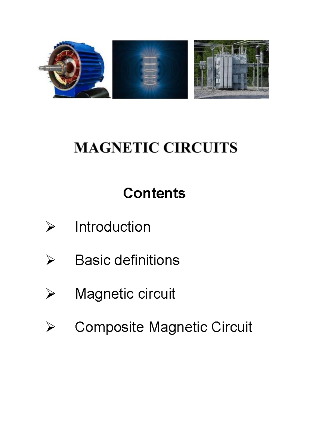 Magnetic Circuits - Lecture Notes (ENGR 101) - Studocu