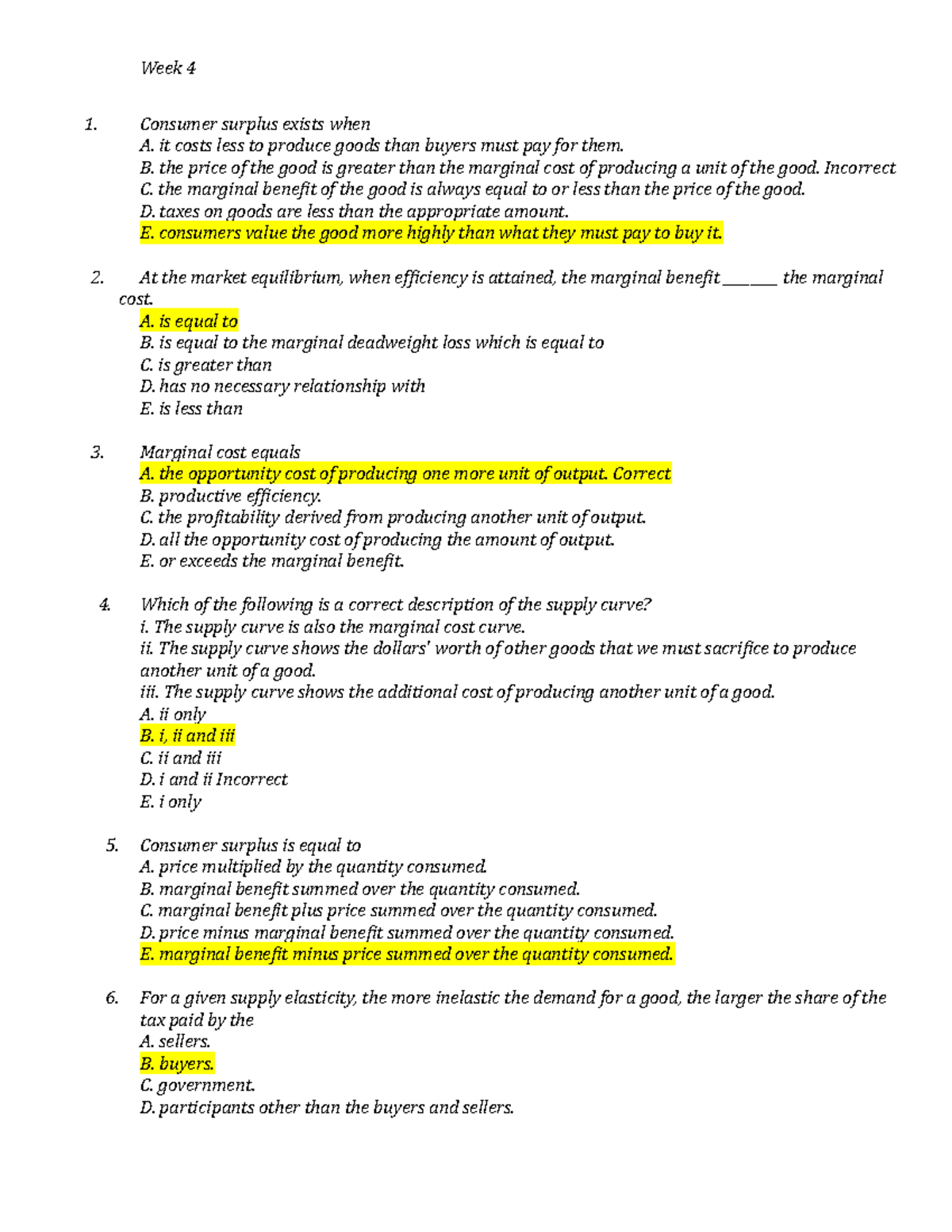ECON 101 - Week 4 Quiz: Principles of Economics Questions - Studocu