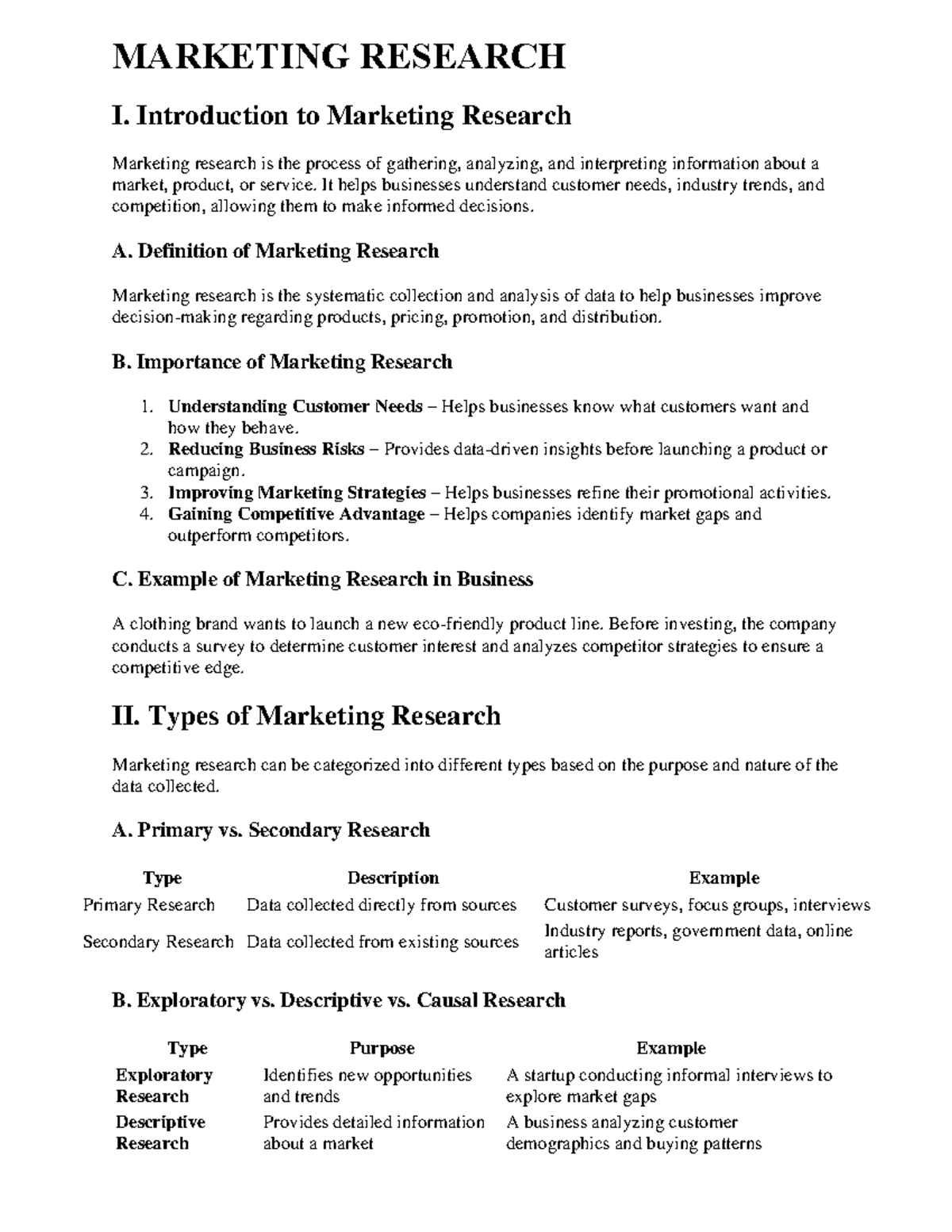 MARKETING RESEARCH I: Comprehensive Overview and Key Insights - Studocu