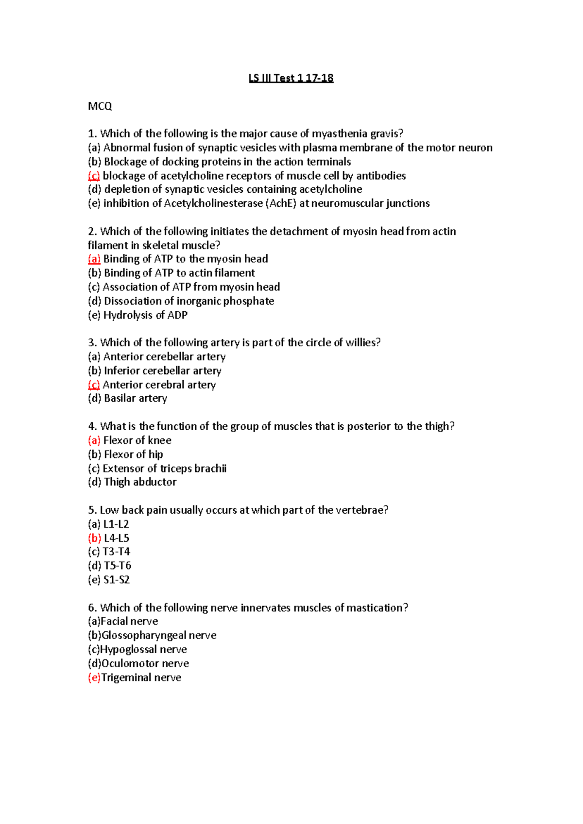 LS III Test 1 Final Exam Questions and Answers (2017-18) - Studocu