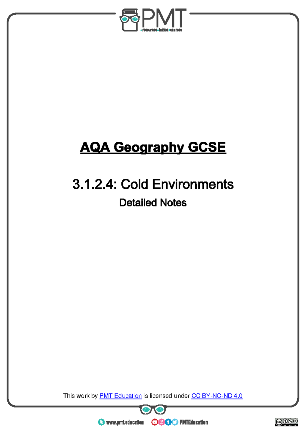 AQA Geography GCSE 3.1.2.4: Cold Environments Detailed Notes - Studocu