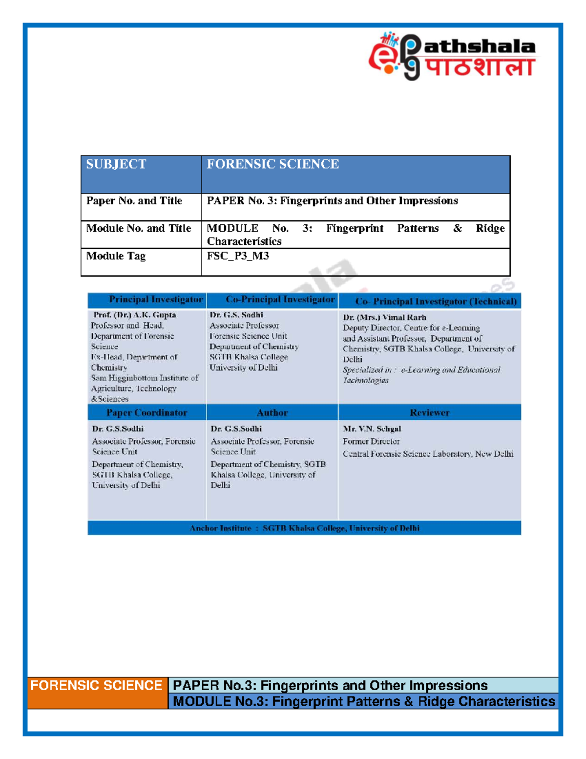 Forensic Science Paper No. 3: Fingerprint Patterns & Ridge ...