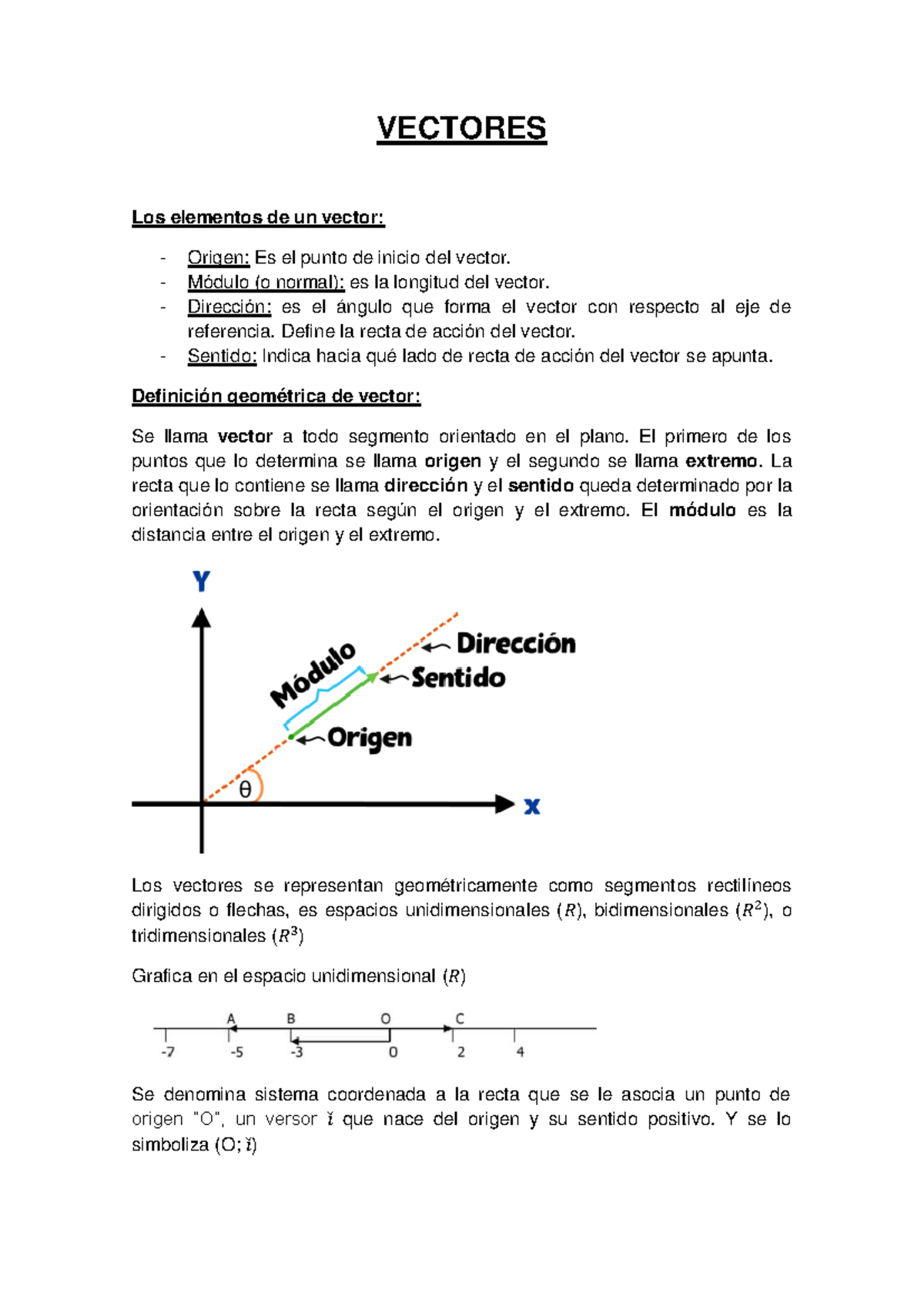 Teoría de Vectores: Origen, Módulo y Gráficas en R, R2, R3 - Studocu