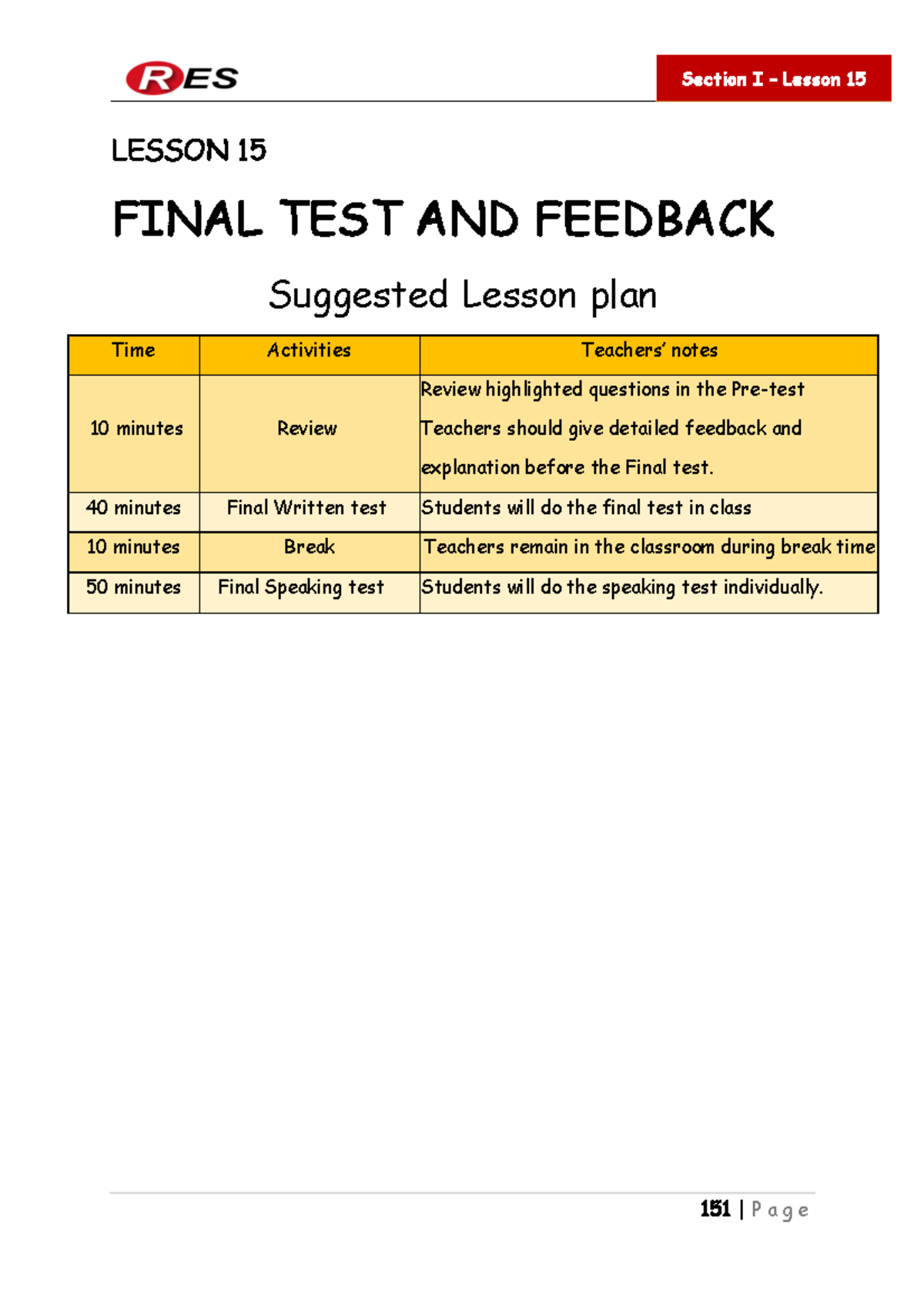 Section 1 LES 15 TB - abc - LESSON 15 FINAL TEST AND FEEDBACK Suggested ...
