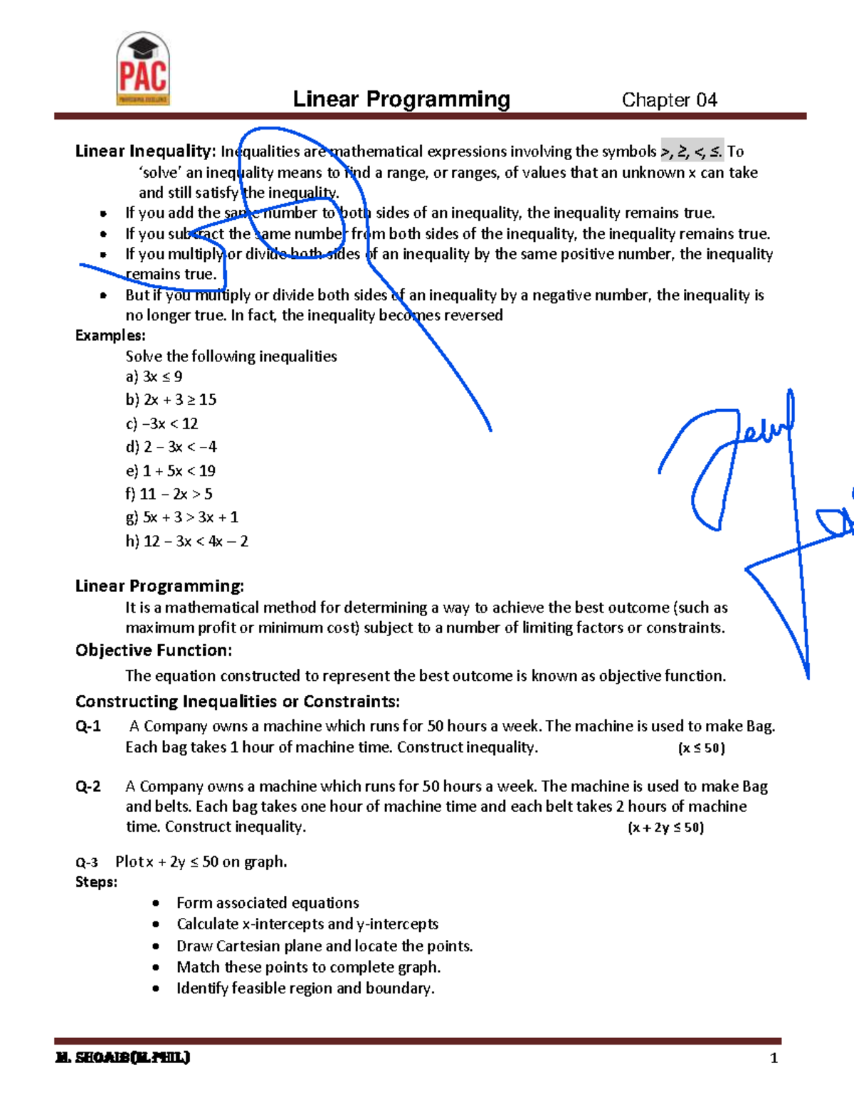 Chapter 04.Lecture Notes - Linear Inequality: Inequalities are ...