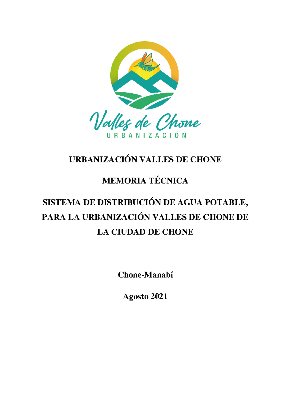 Memoria Técnica - AAPP - Diseño de Sistema de Agua Potable para Urbanización Valles de Chone - Document Preview