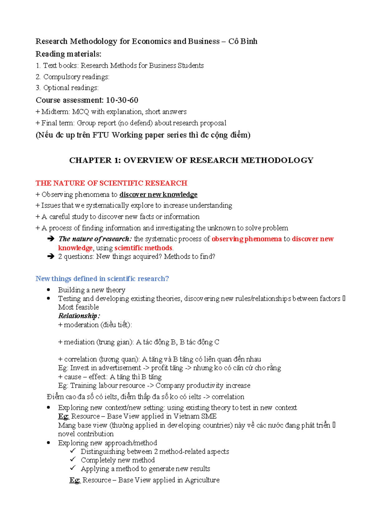 Research Methodology for Economics and Business: Chapter 1 Overview ...