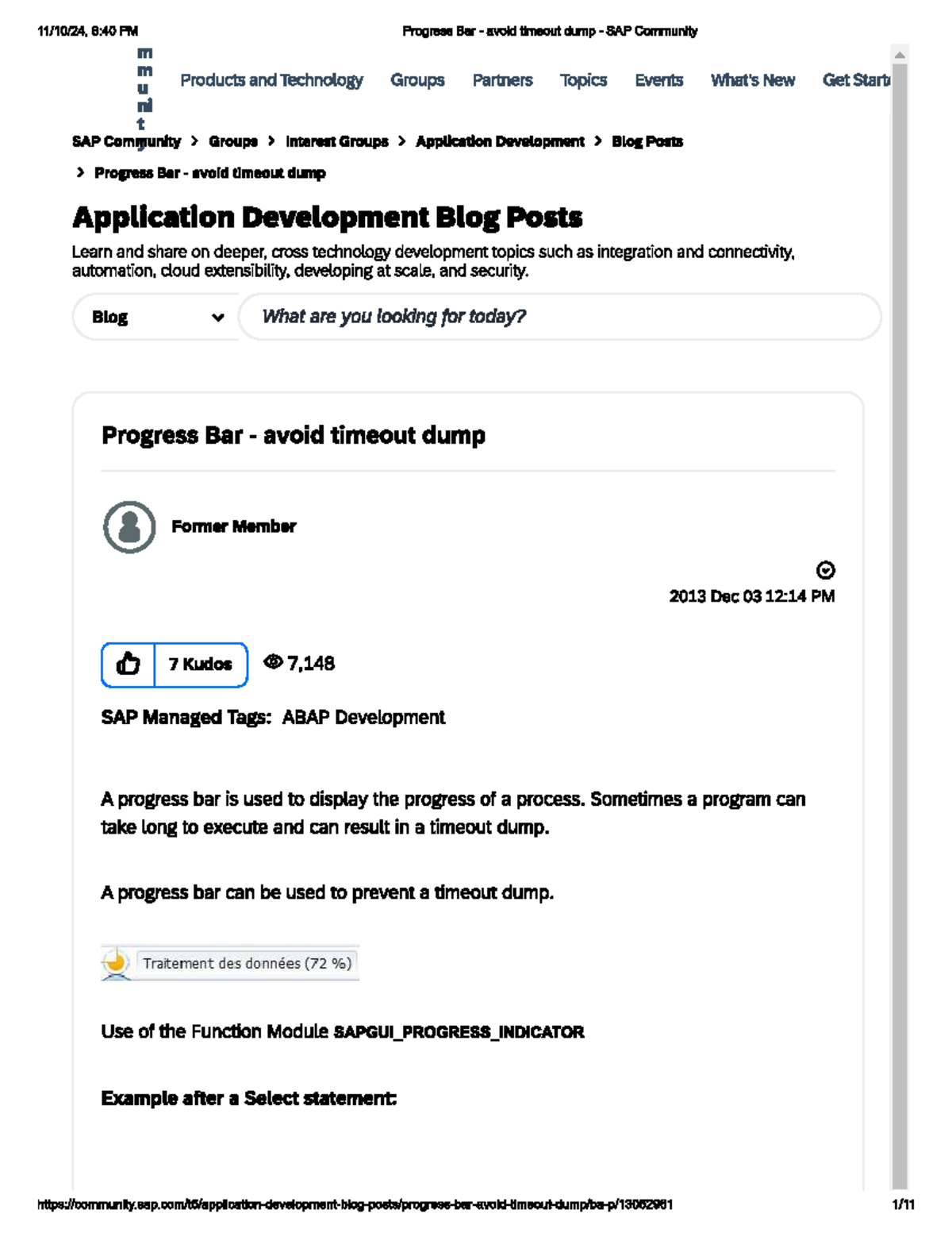 Progress Bar Implementation to Prevent Timeout Dump - SAP Tech - Studocu