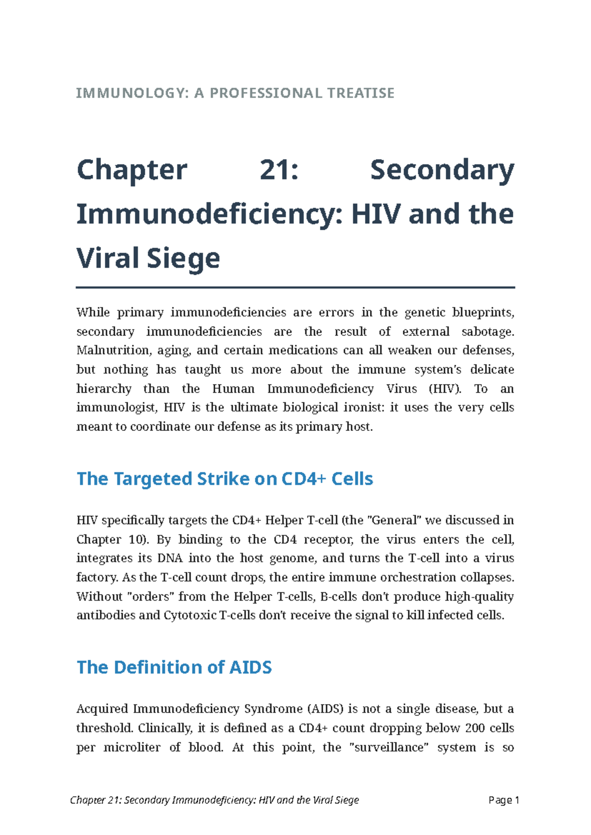 IMMUNOLOGY: Chapter 21 - Secondary Immunodeficiency & HIV - Studocu