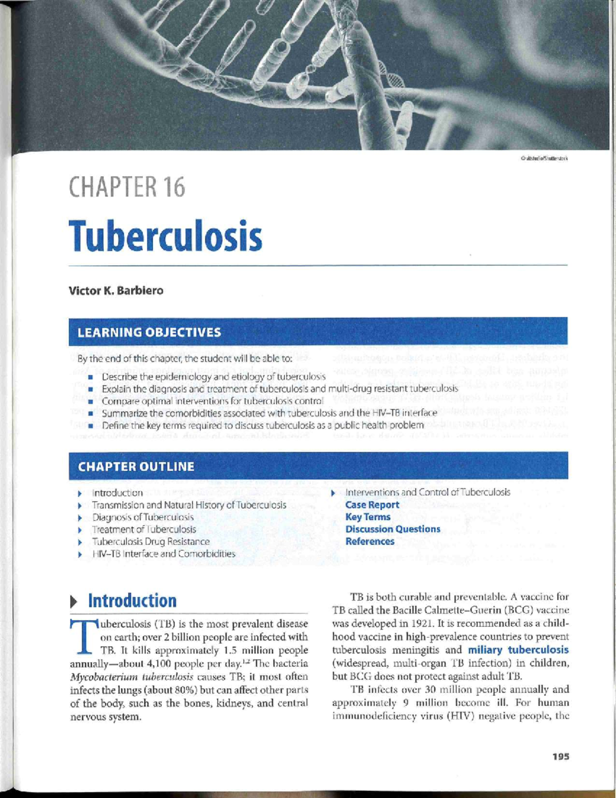 CHAPTER 16: Tuberculosis - Epidemiology, Diagnosis, and Treatment ...