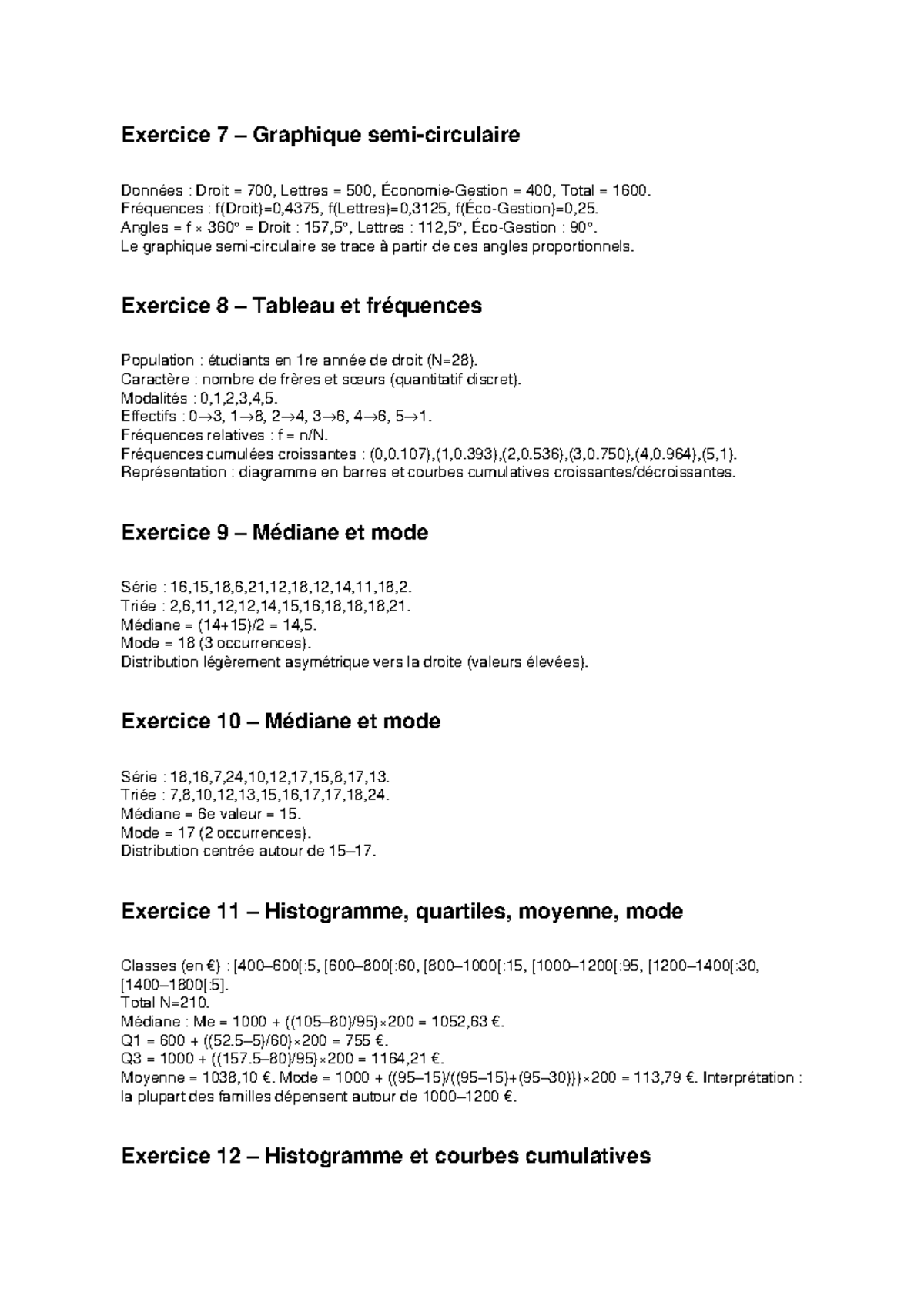 Solutions Exercices 7 à 16 TD Math Stat : Graphiques et Statistiques ...