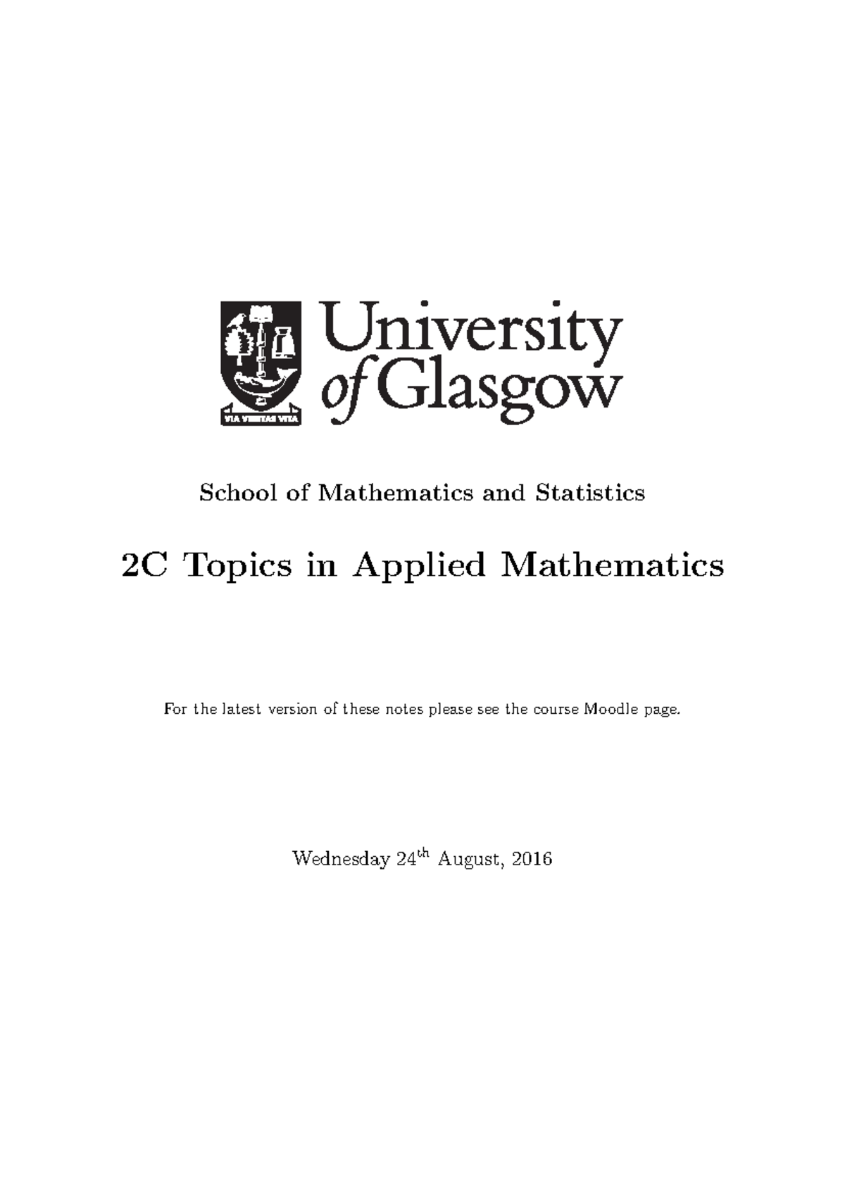 2C - Applied Mathematics Lecture Notes Overview - Studocu