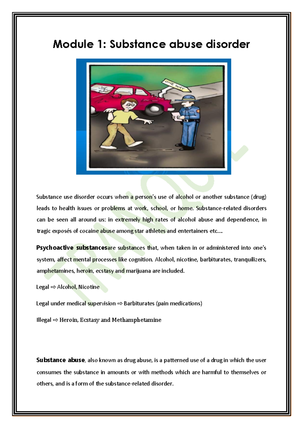 Module 1: Substance Use Disorders - Overview and Key Concepts - Studocu