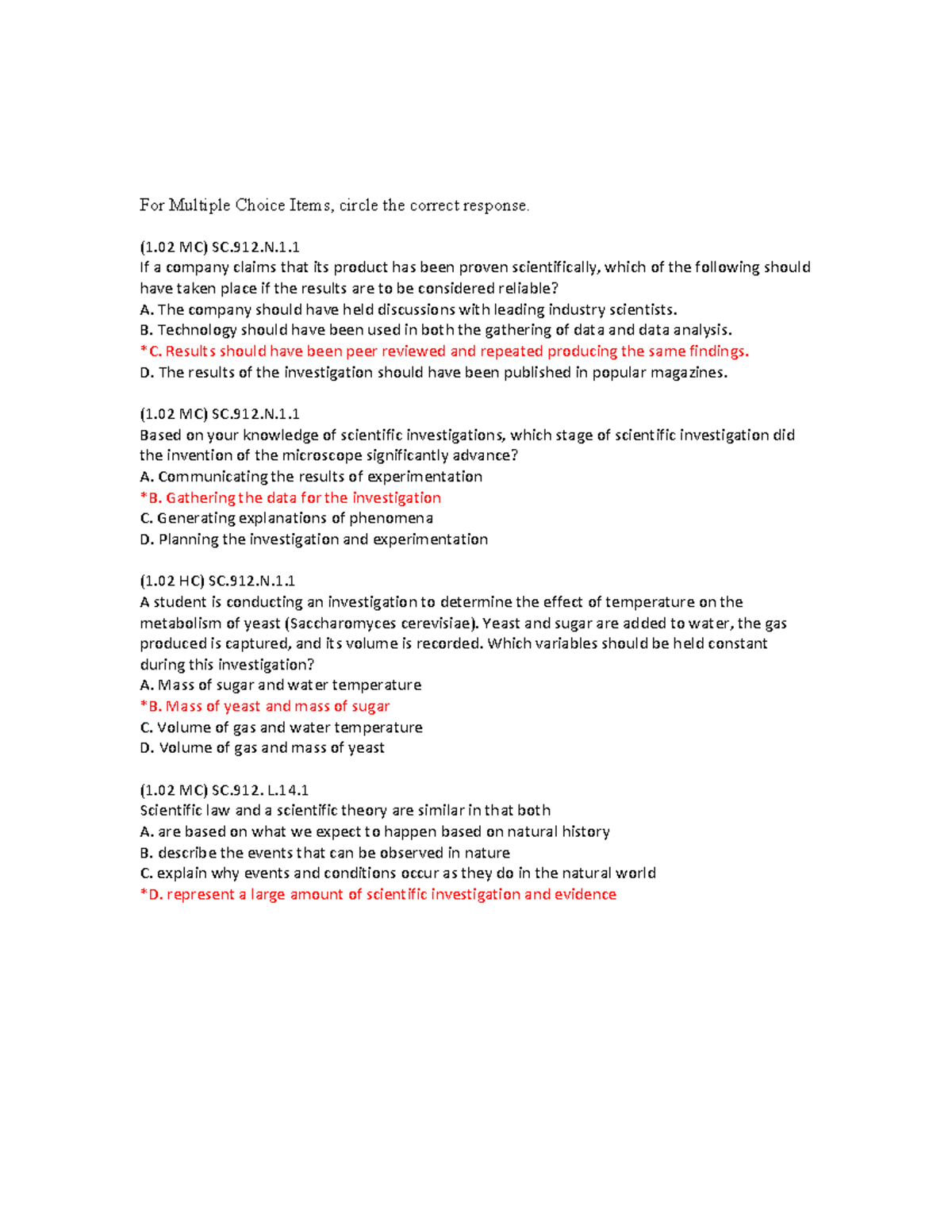 OSU Biology 1113 Practice Test Questions Compilation 2019 - Studocu