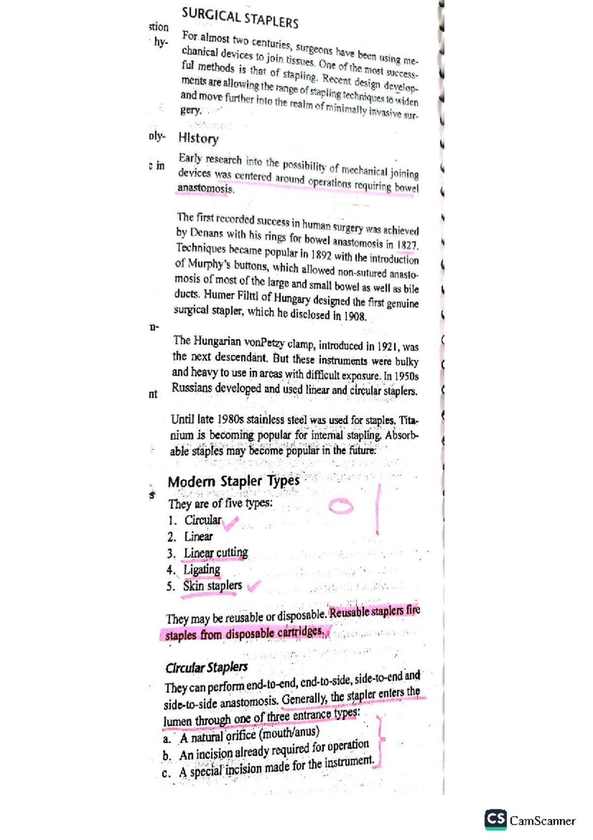 CS 59: Overview of Surgical Staplers and Their Applications - Studocu