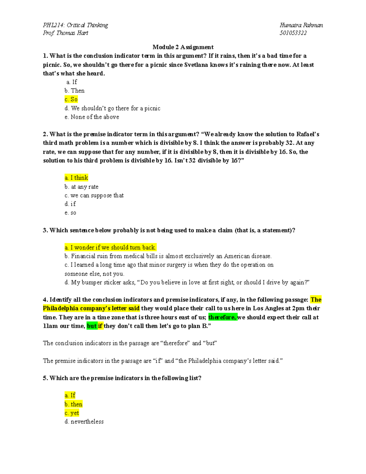 PHL214 Module 2 Critical Thinking Assignment Feedback - Studocu
