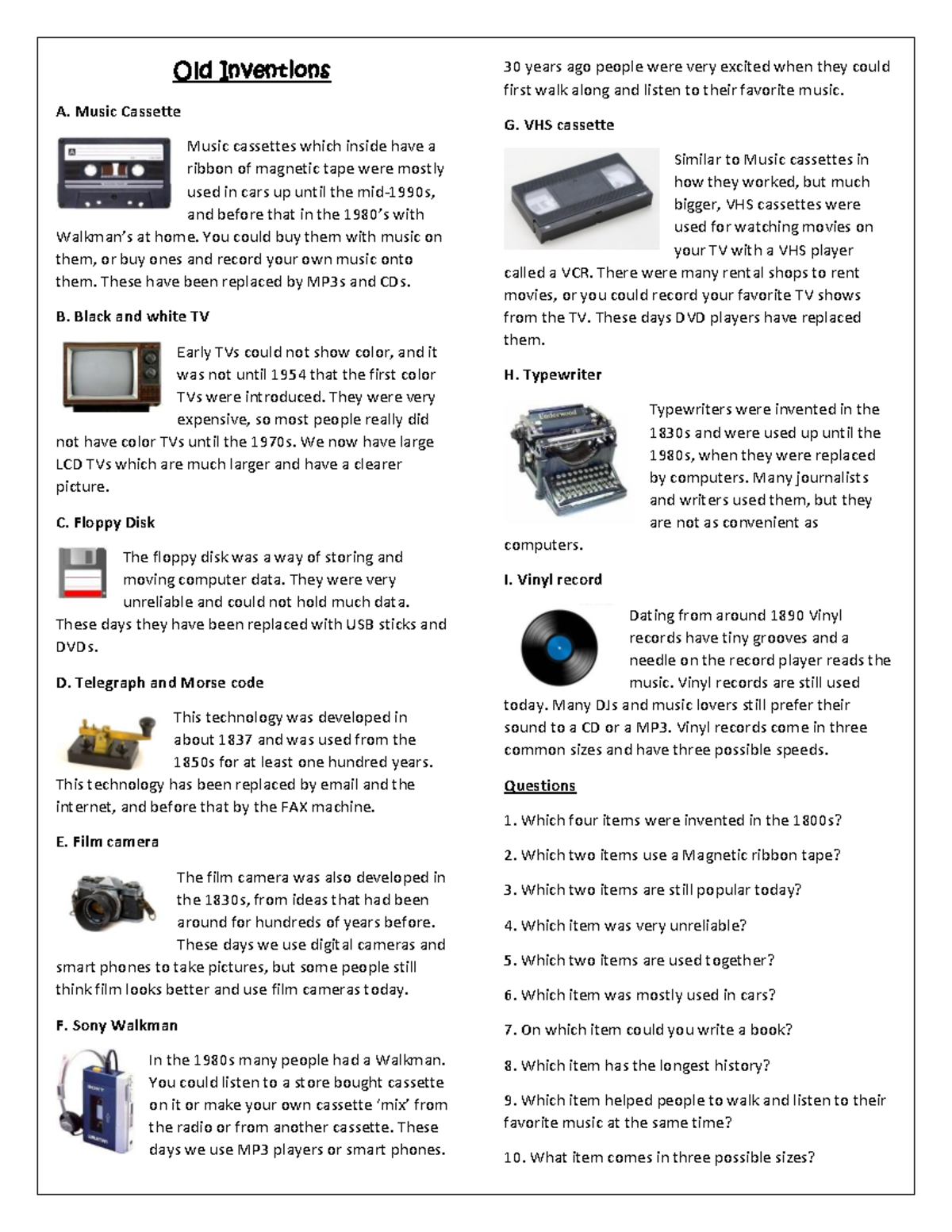 Old Inventions: A Reading Task on Historical Tech (ENG101) - Studocu