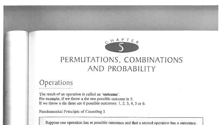 P C i E PERMUTATIONS, COMBINATIONS & PROBABILITY - Part 1 - Studocu