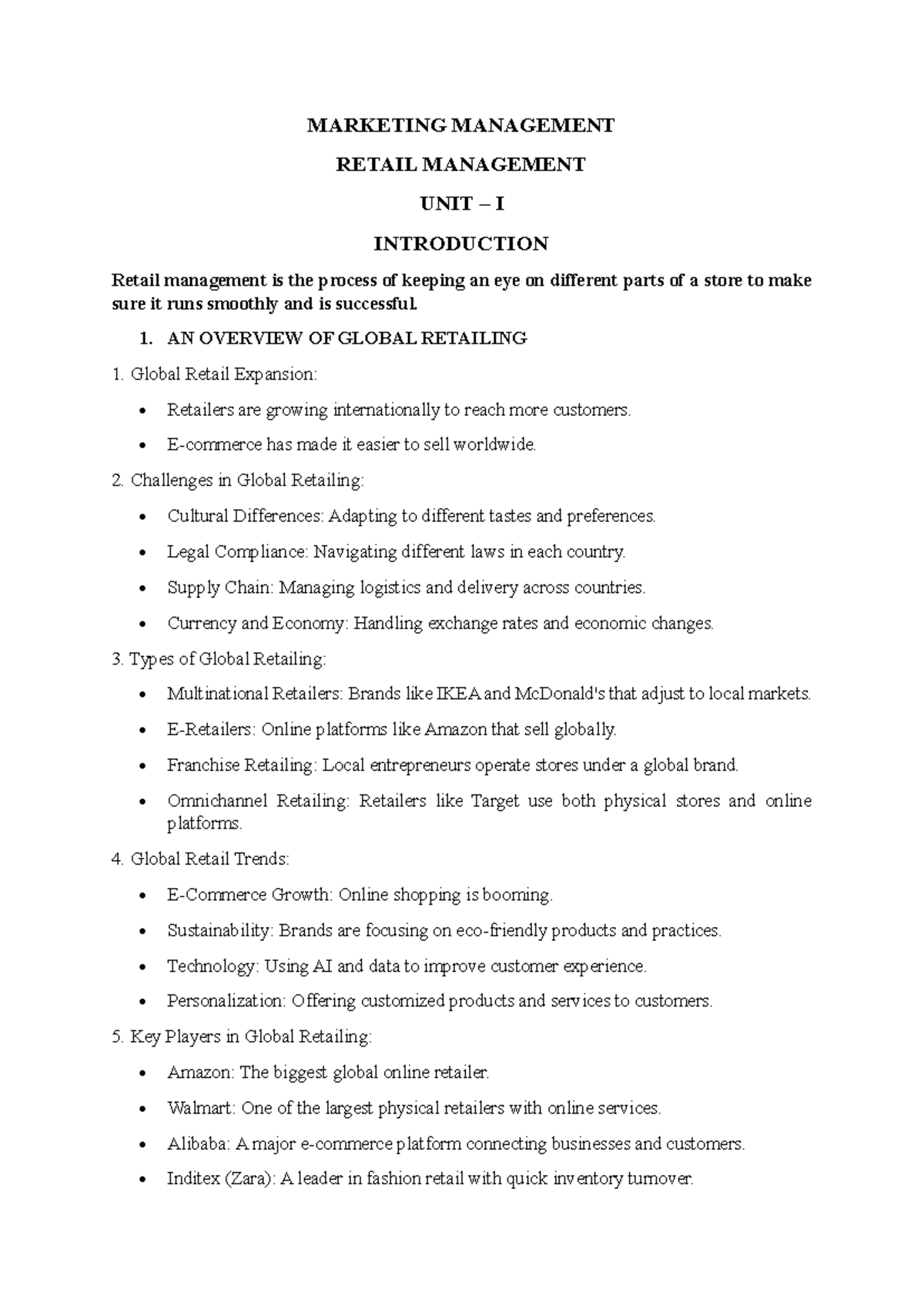 B. Aarthi notes , Retail Marketing - MARKETING MANAGEMENT RETAIL ...