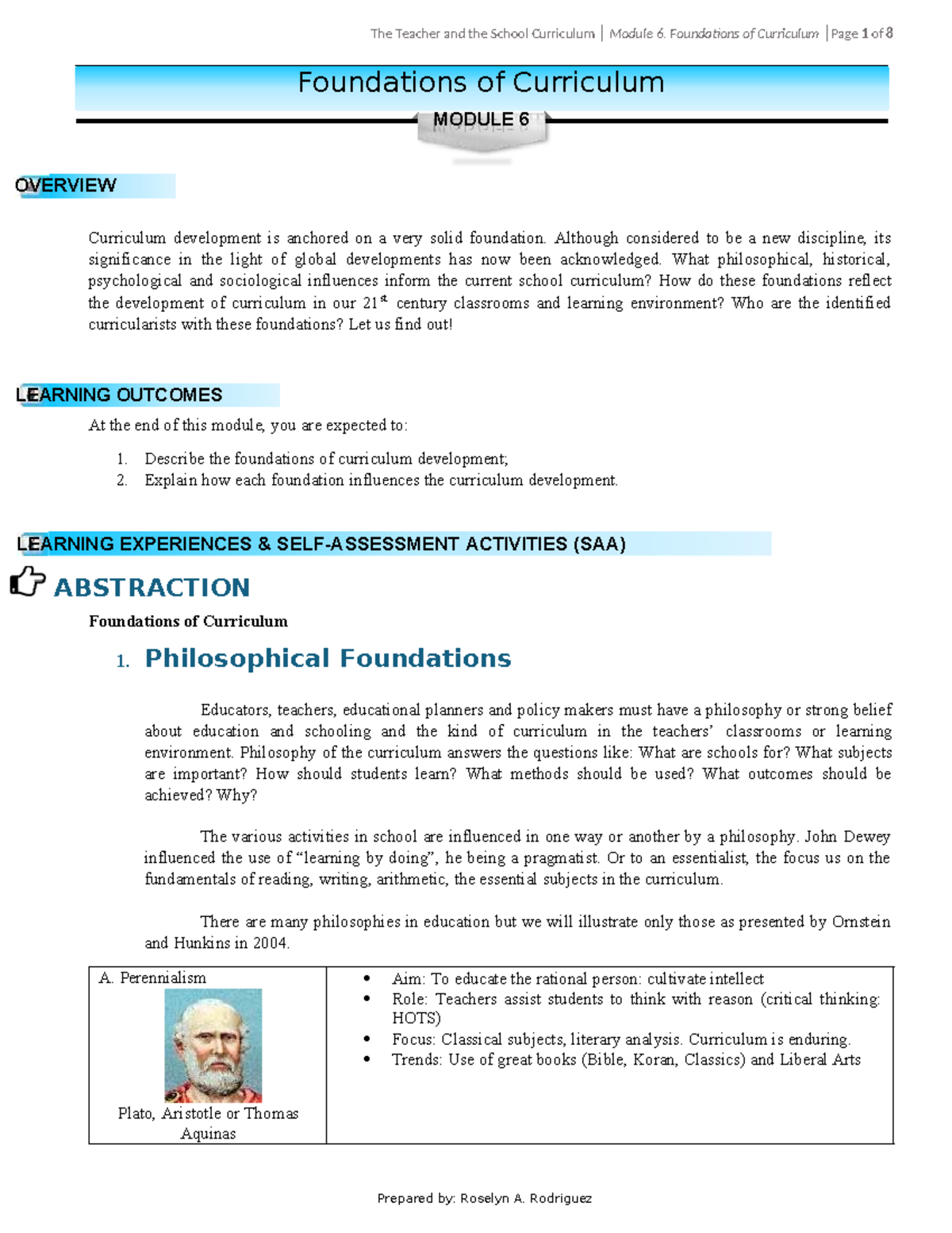 Prof Ed 5 Module 6: Foundations of Curriculum Overview and Insights ...