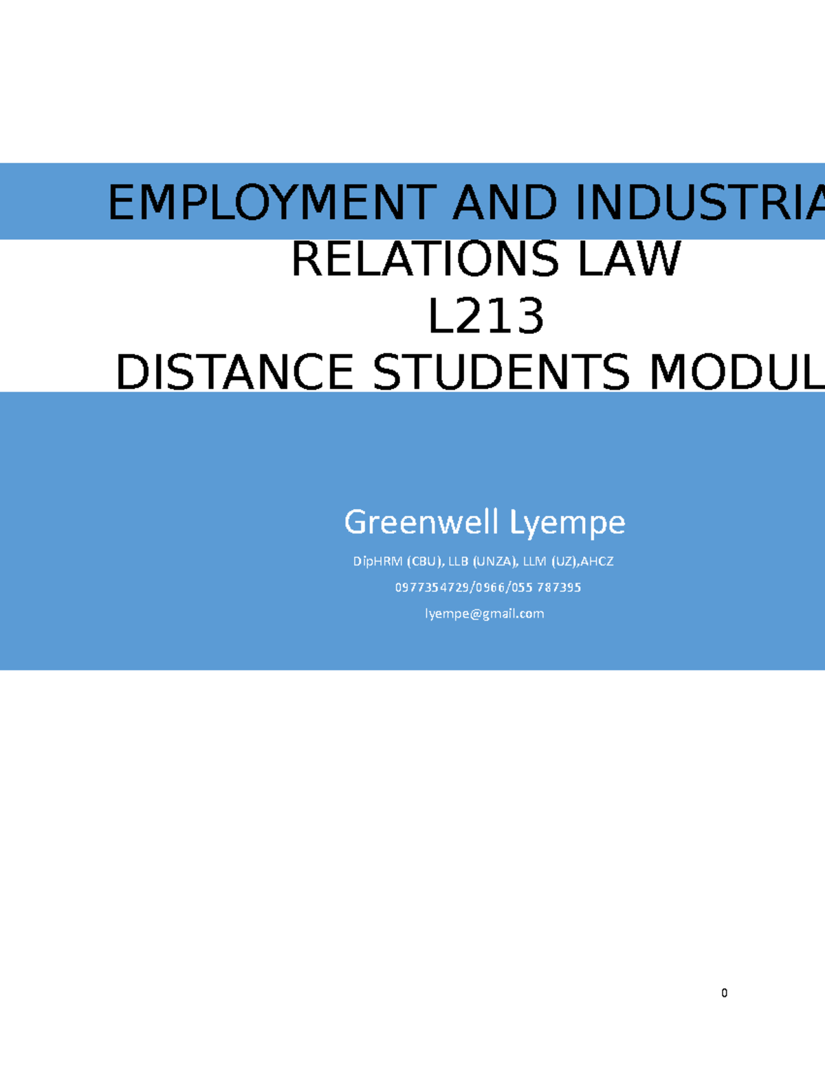 L230 - Summary of Employment and Industrial Relations Law (2019) - Studocu