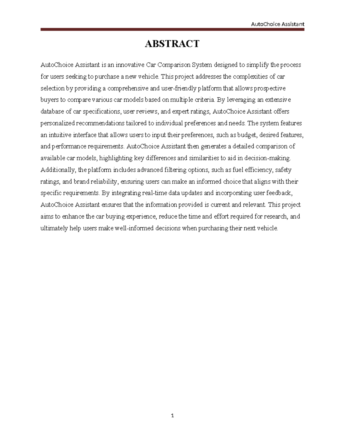 Main Report for CPP final Project ACA - ABSTRACT AutoChoice Assistant ...