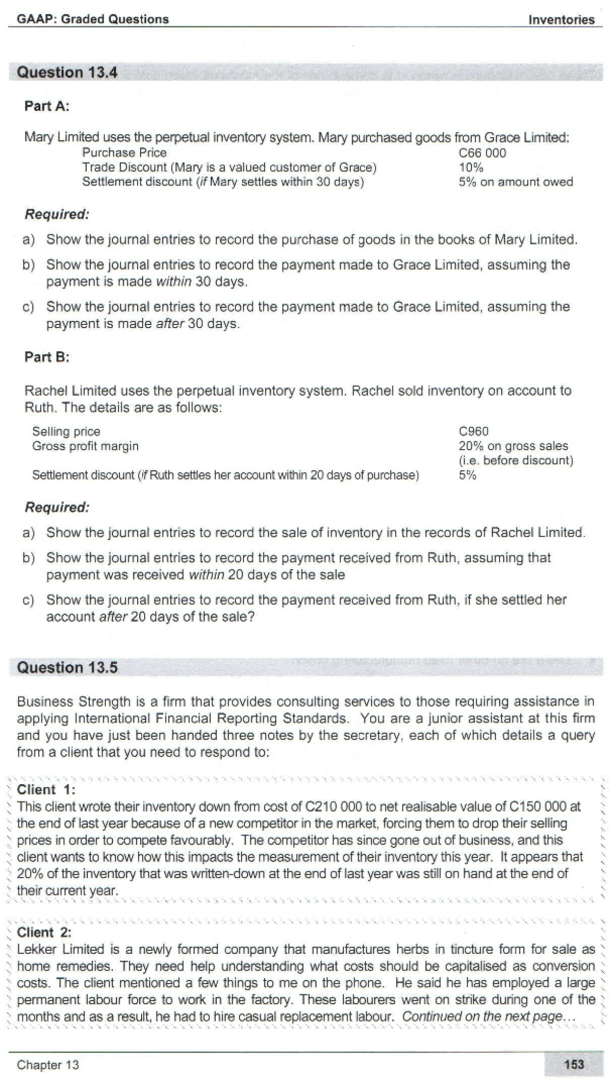 GAAP: Inventories Q13.4 & Q13.5 Journal Entries and Client Queries ...