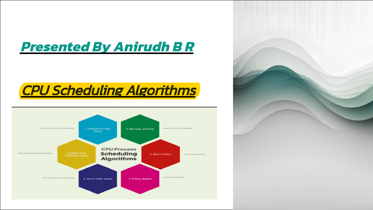 Cpu scheduleing - Presented By Anirudh B R CPU Scheduling Algorithms ...
