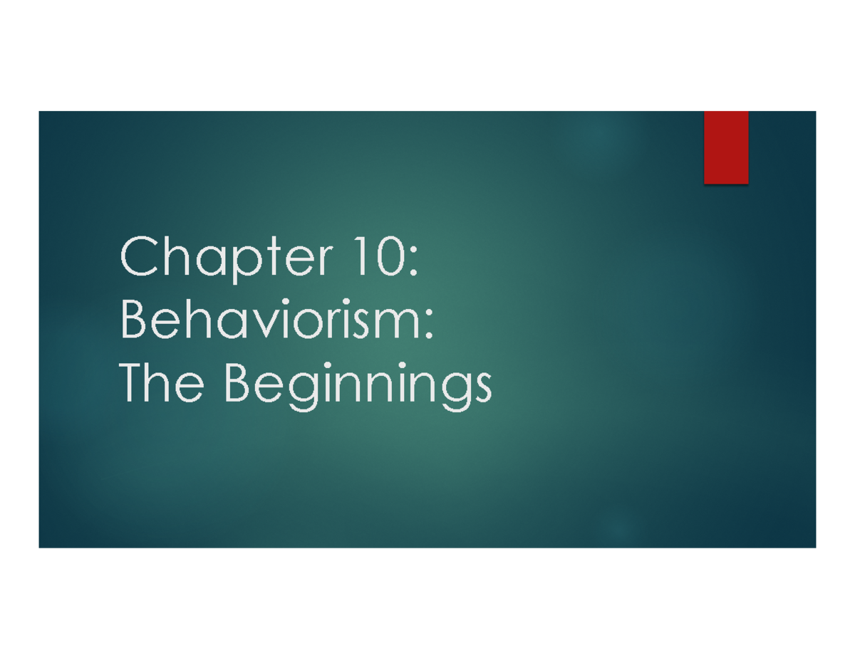 Behaviorism: The Life and Impact of John B. Watson (PSY 101) - Chapter ...