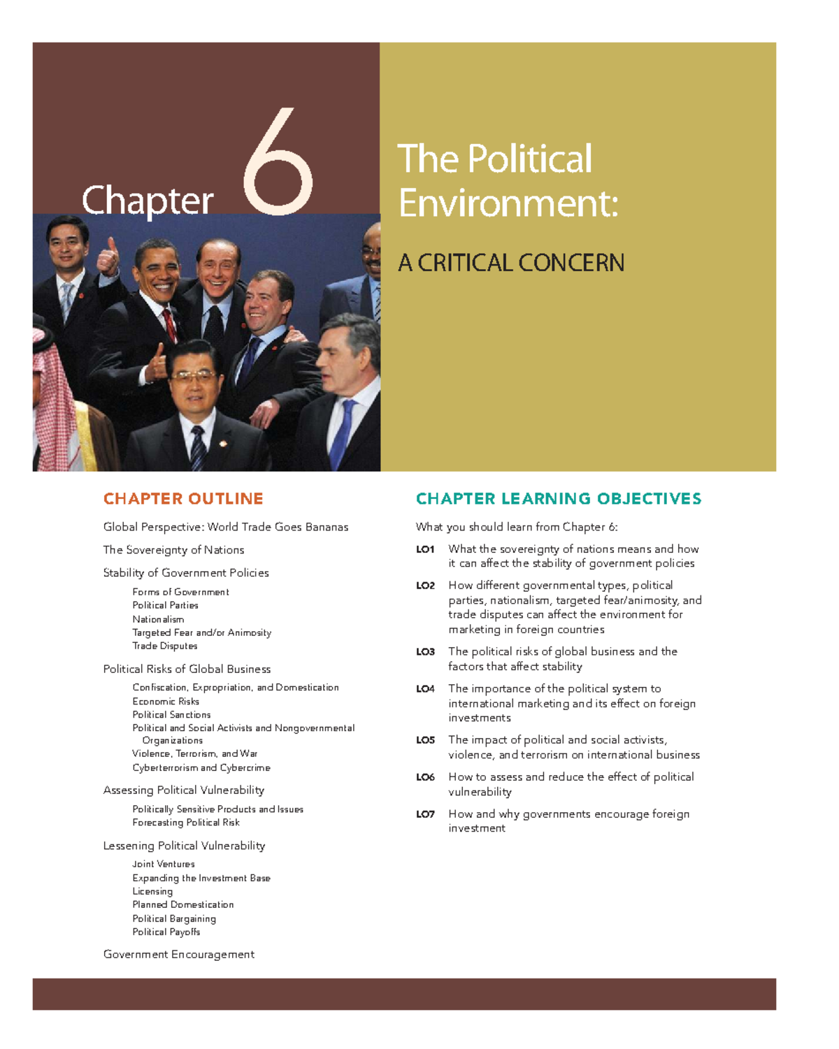 Chapter 6: The Political Environment - Key Insights and Global ...